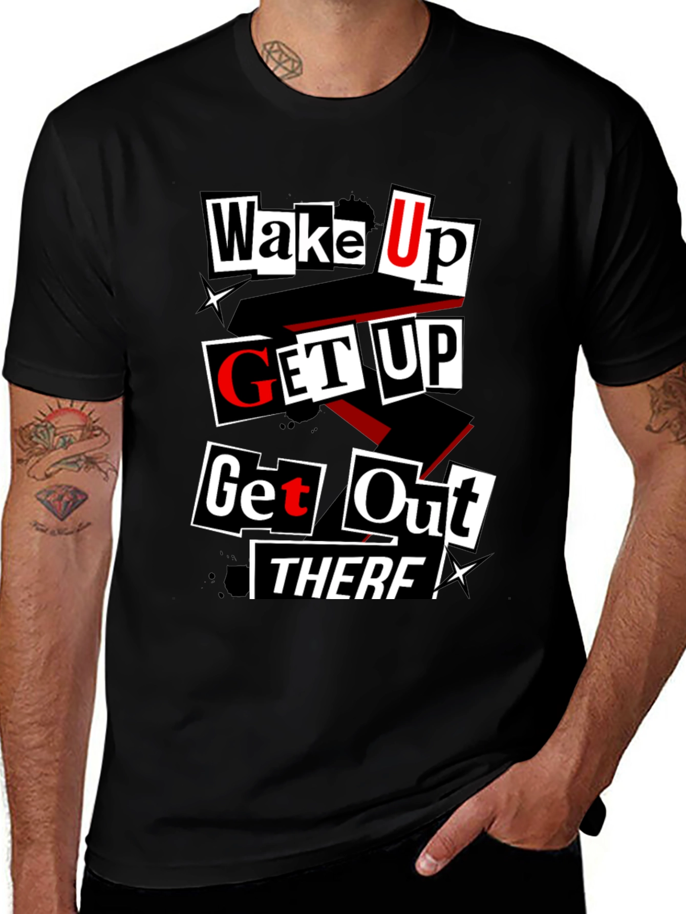 Wake Up Get Up T-Shirt - Black Graphic Tee