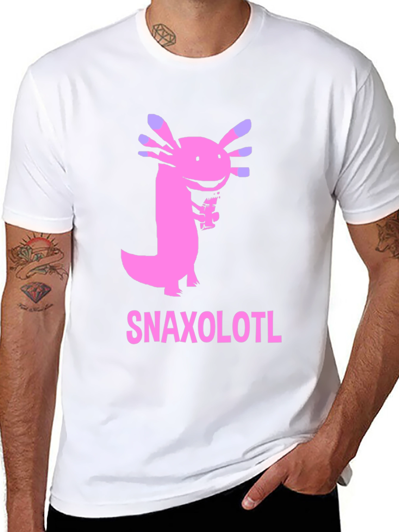 Snaxolotl Black T-Shirt - Funny Axolotl Snack Design