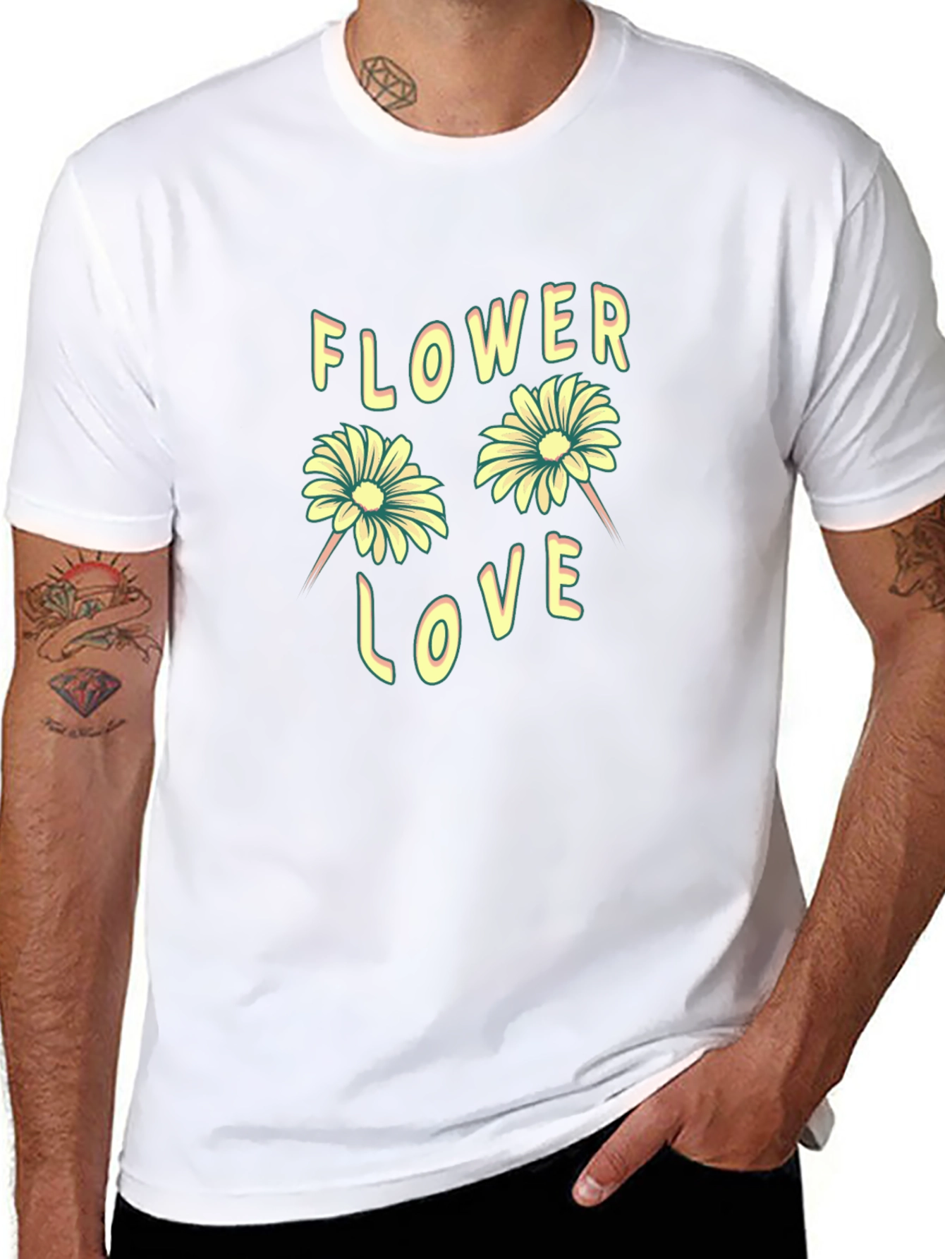 Flower Love Graphic Tee - Trendy Unisex T-Shirt