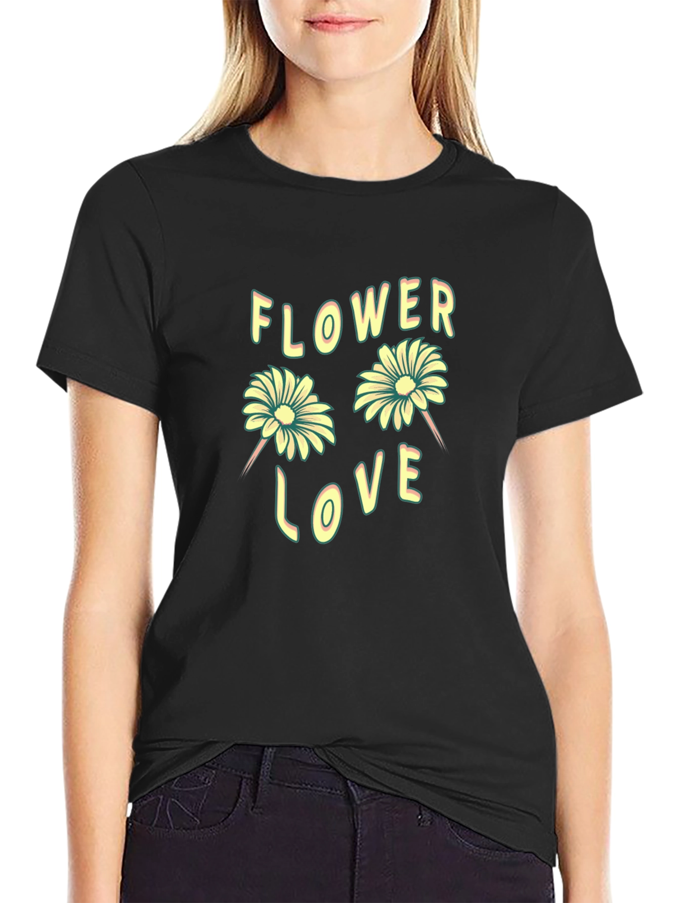 Flower Love Graphic Tee - Trendy Unisex T-Shirt