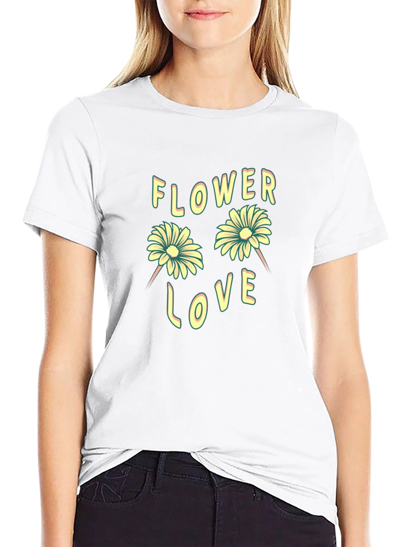 Flower Love Graphic Tee - Trendy Unisex T-Shirt
