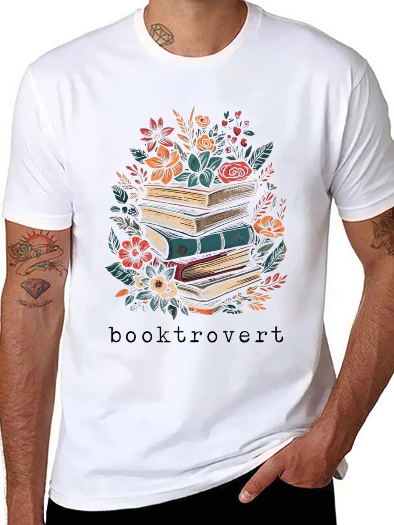 Booktrovert T-Shirt - Floral Books