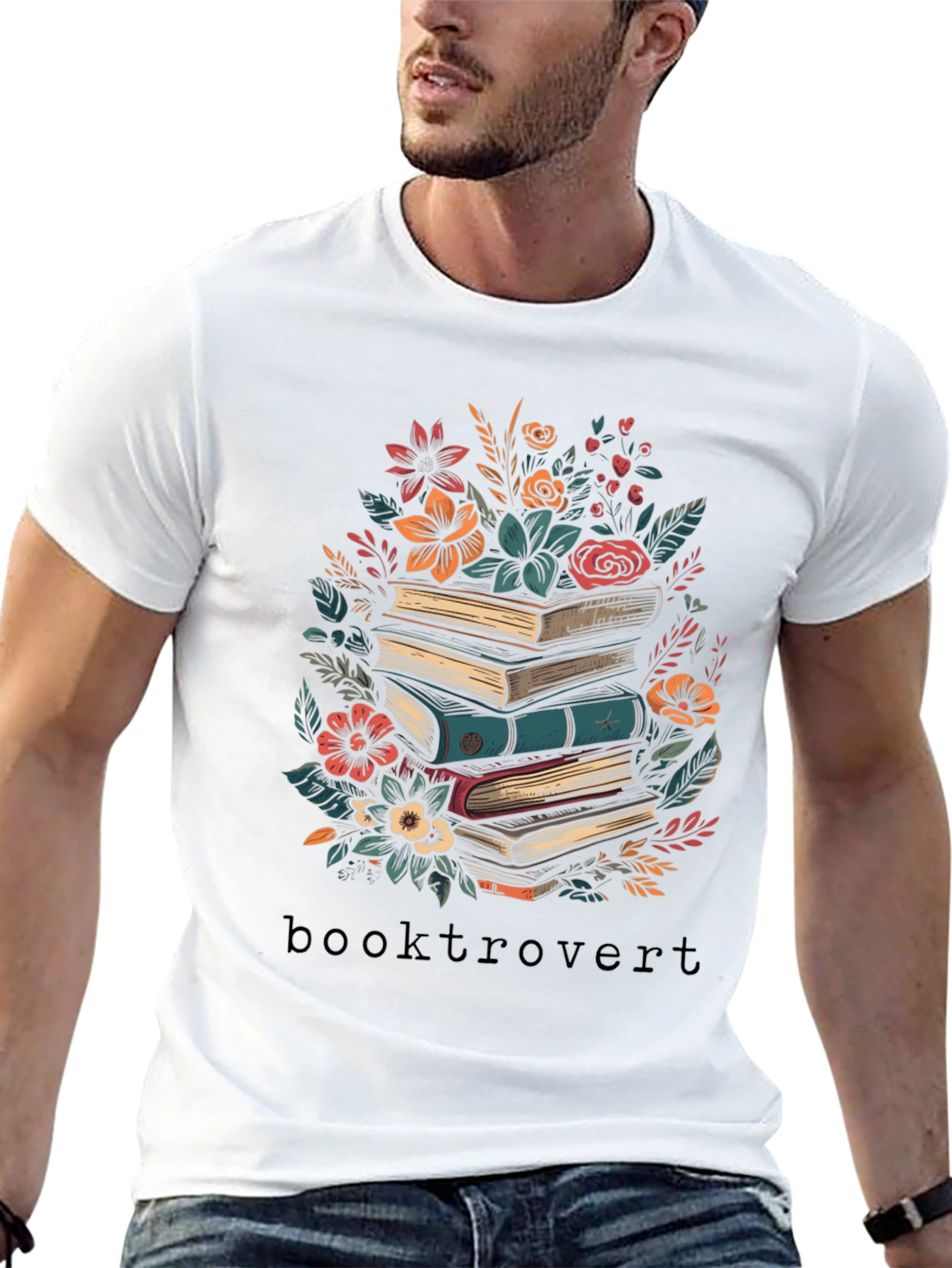 Booktrovert T-Shirt - Floral Books
