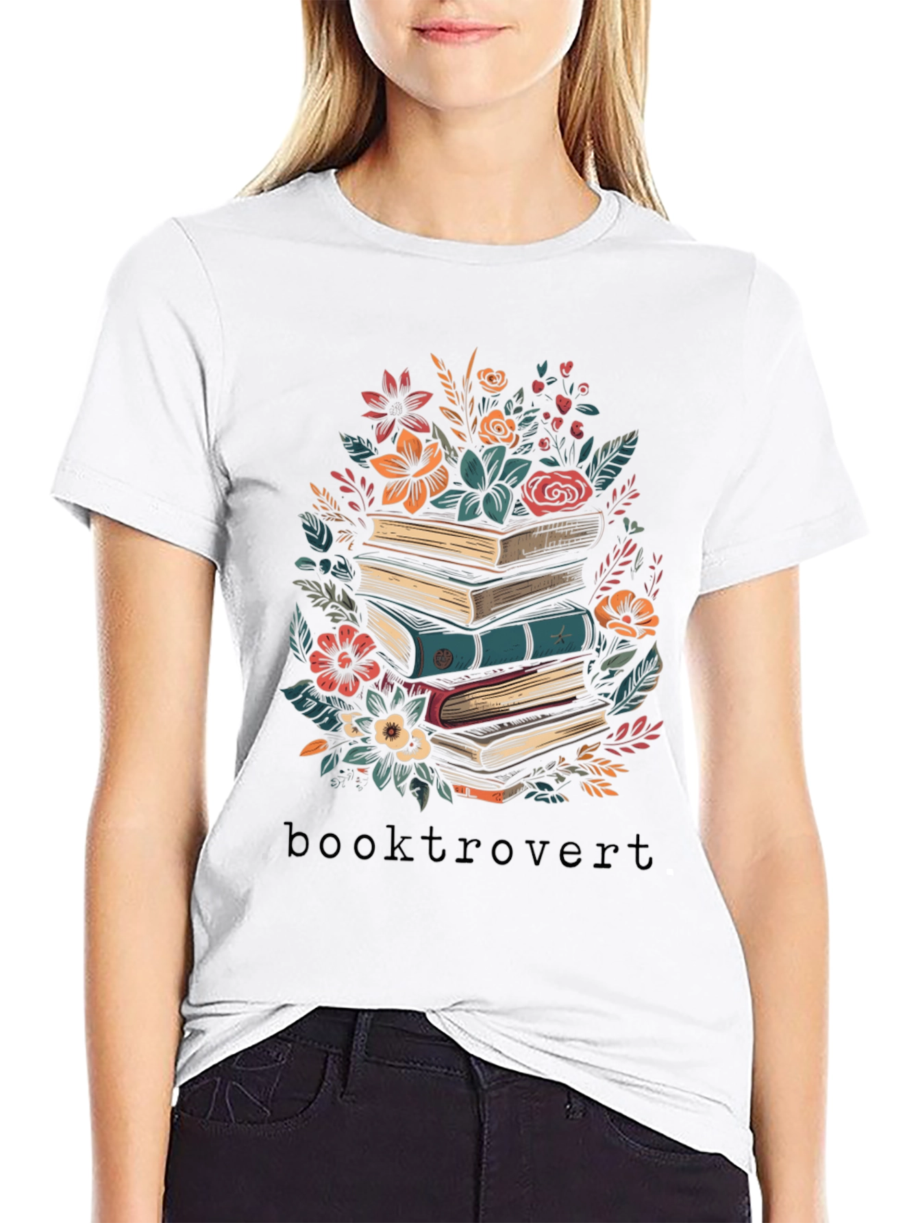 Booktrovert T-Shirt - Floral Books