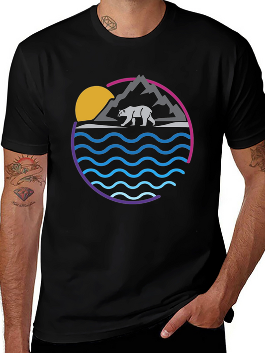 Bear Mountain Wave Graphic Tee - Cool Nature Shirt