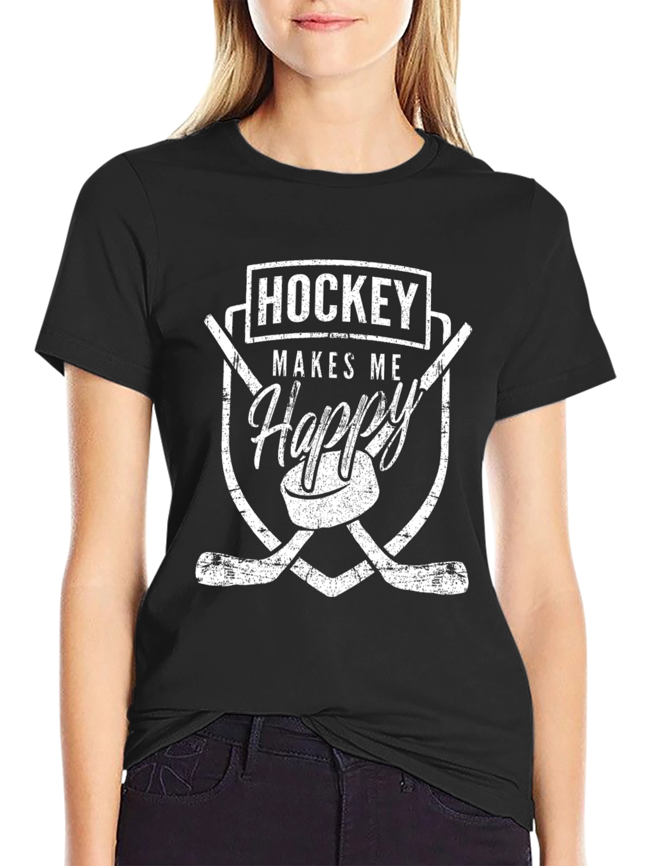Hockey Makes Me Happy Graphic Tee