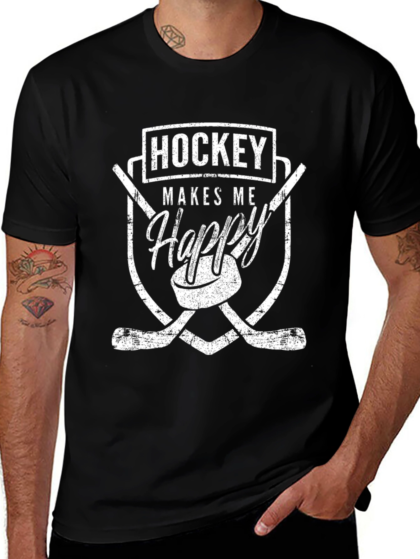 Hockey Makes Me Happy Graphic Tee