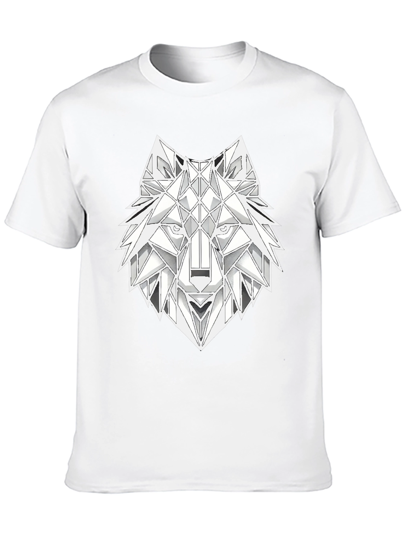 Geometric Wolf Head Graphic T-Shirt - Black