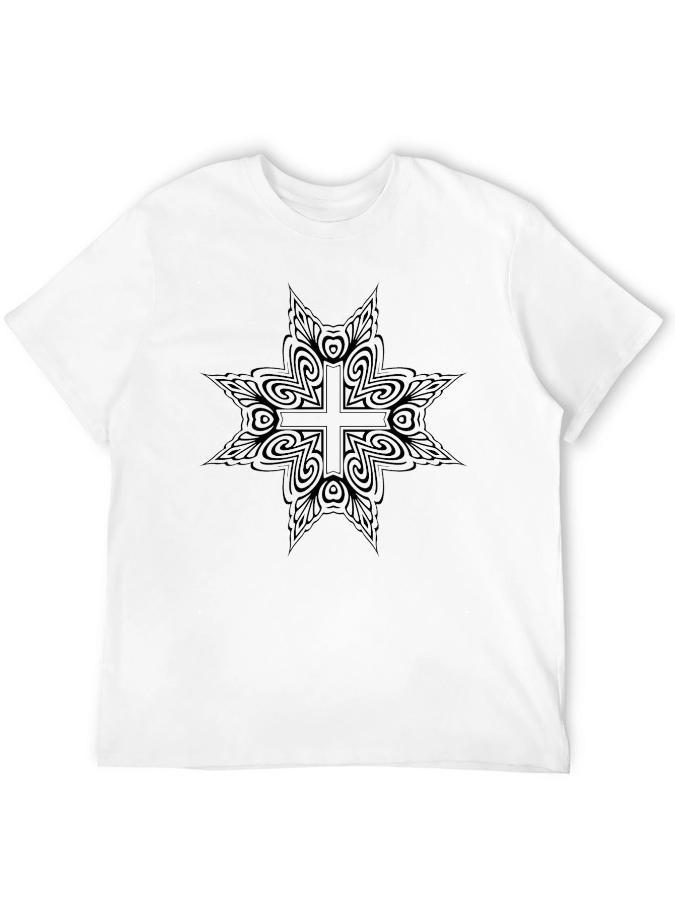 Abstract Cross Graphic Black T-Shirt