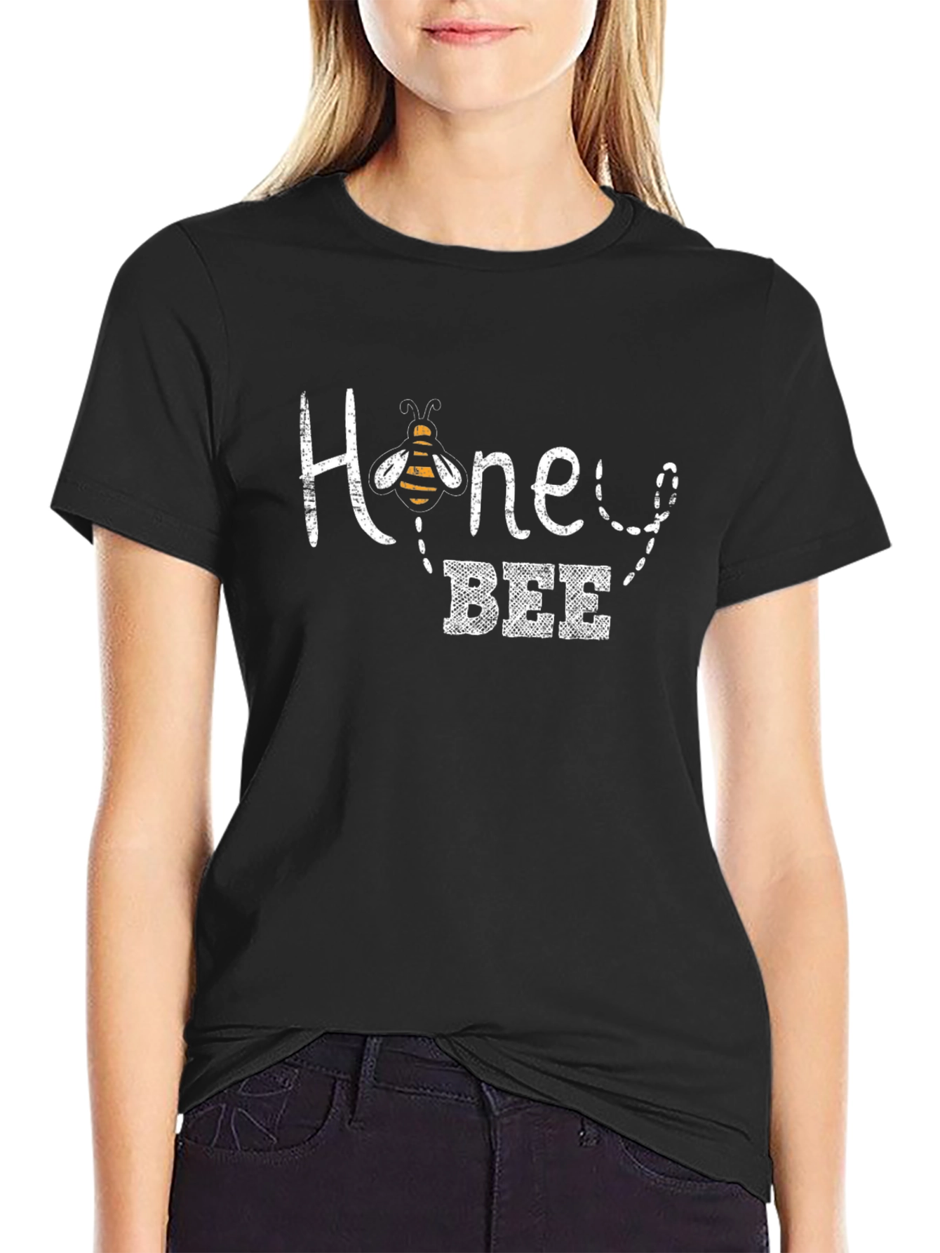 Honey Bee Graphic Tee - Black Cotton T-Shirt