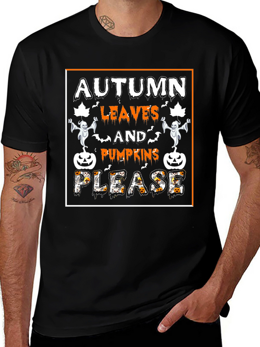 Autumn Leaves Pumpkins Please Halloween Tee