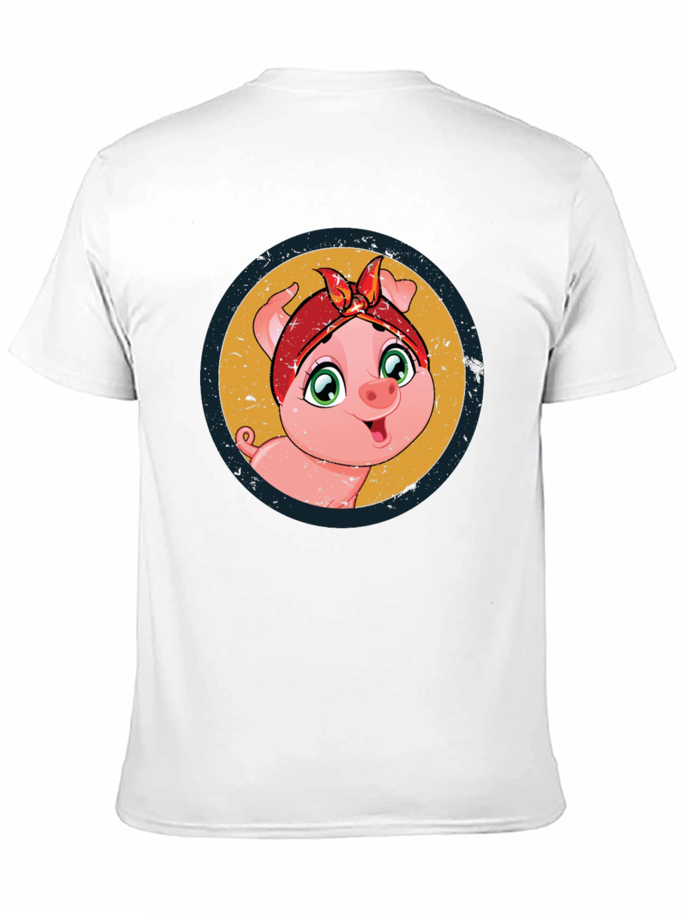 Cute Piglet Graphic Print Black T-Shirt