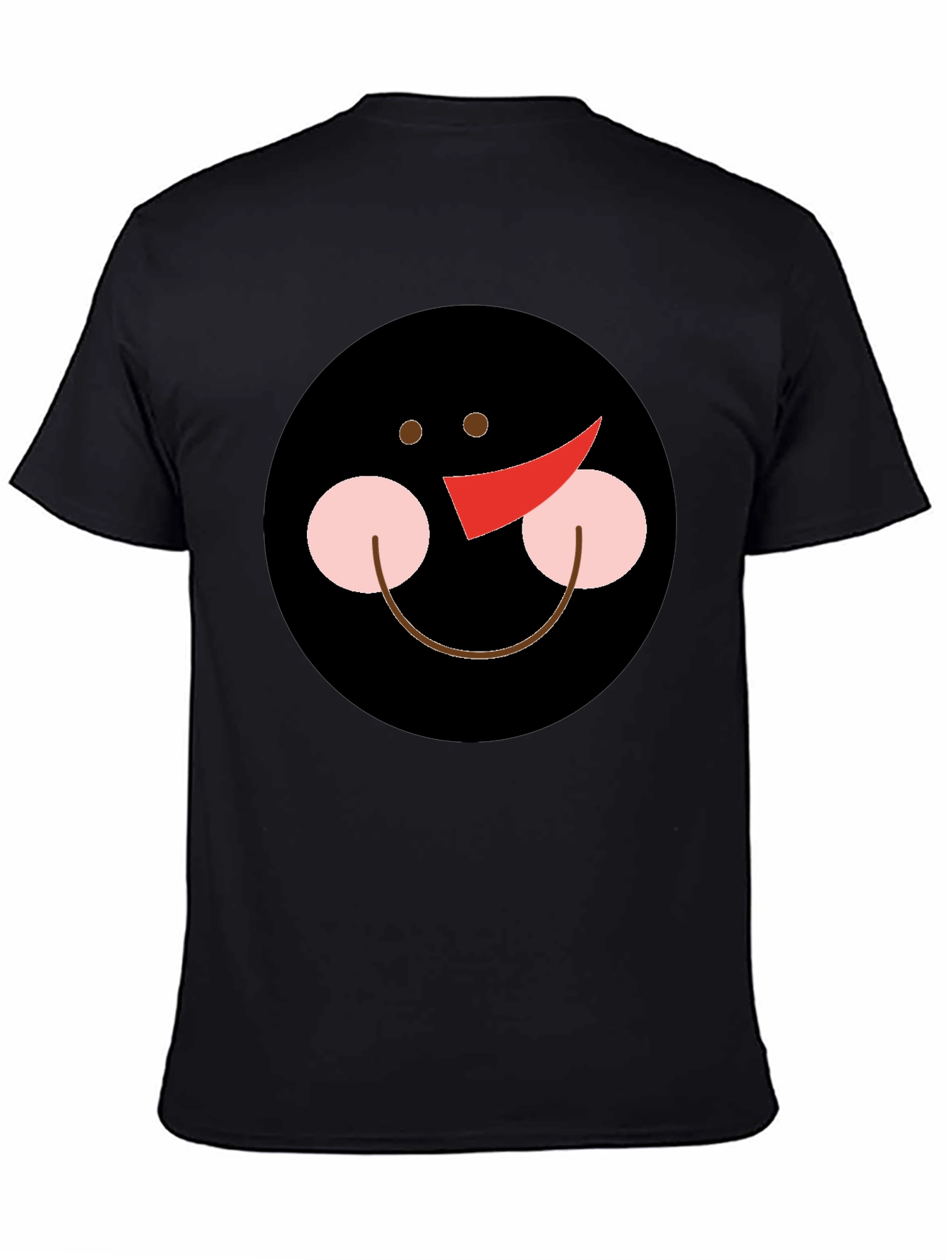 Snowman Face Graphic Black T-Shirt