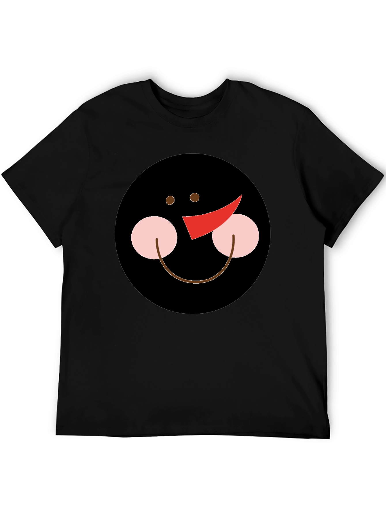 Snowman Face Graphic Black T-Shirt