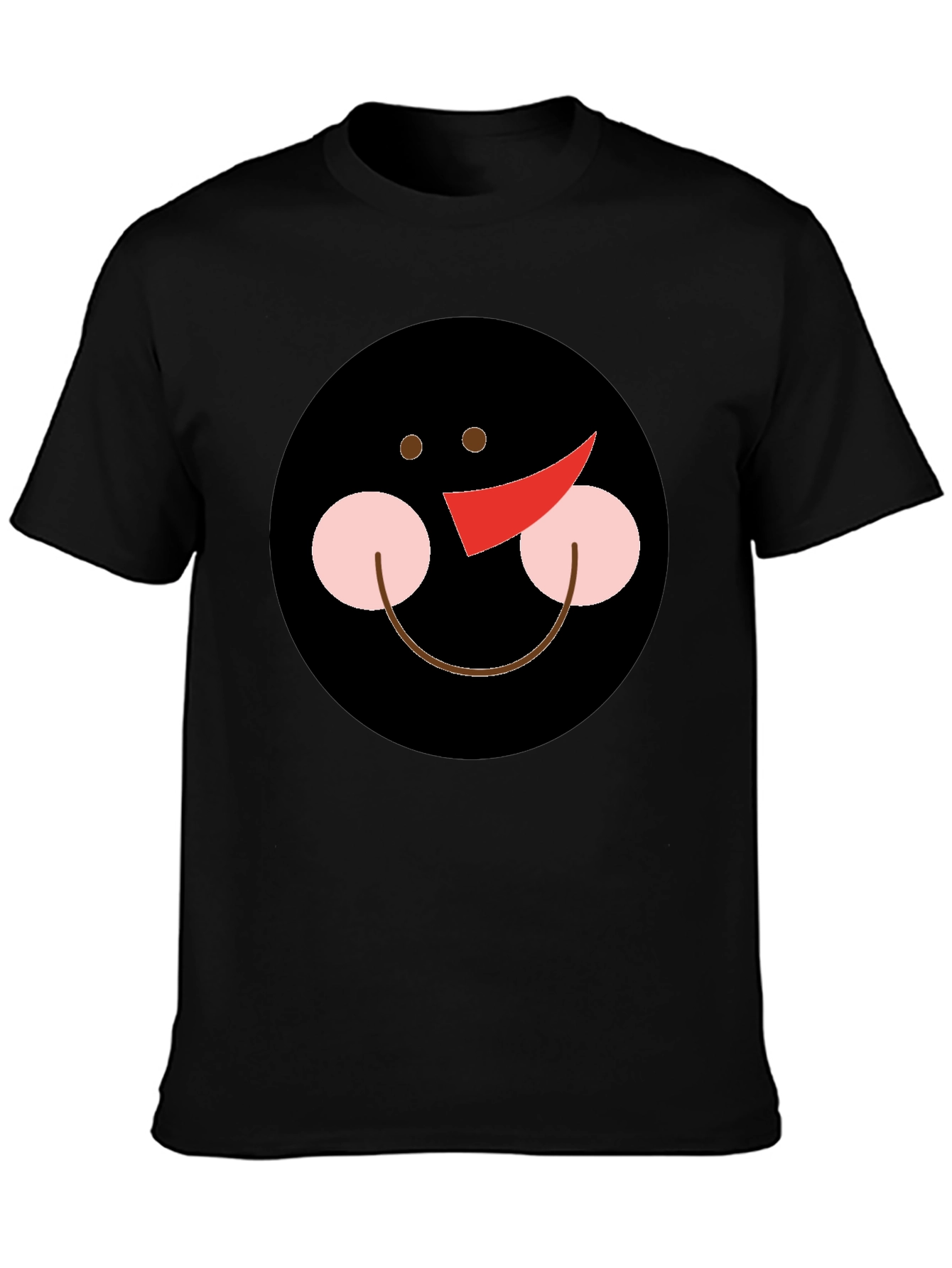 Snowman Face Graphic Black T-Shirt