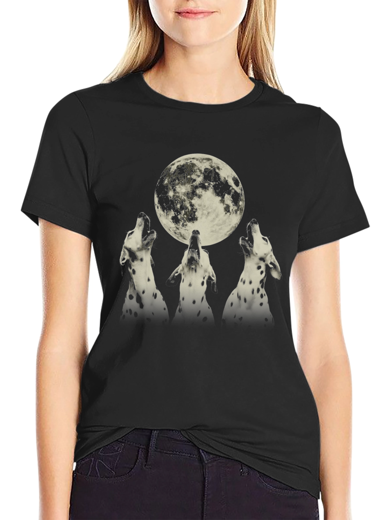 Dalmatian Howl at Moon Graphic Tee