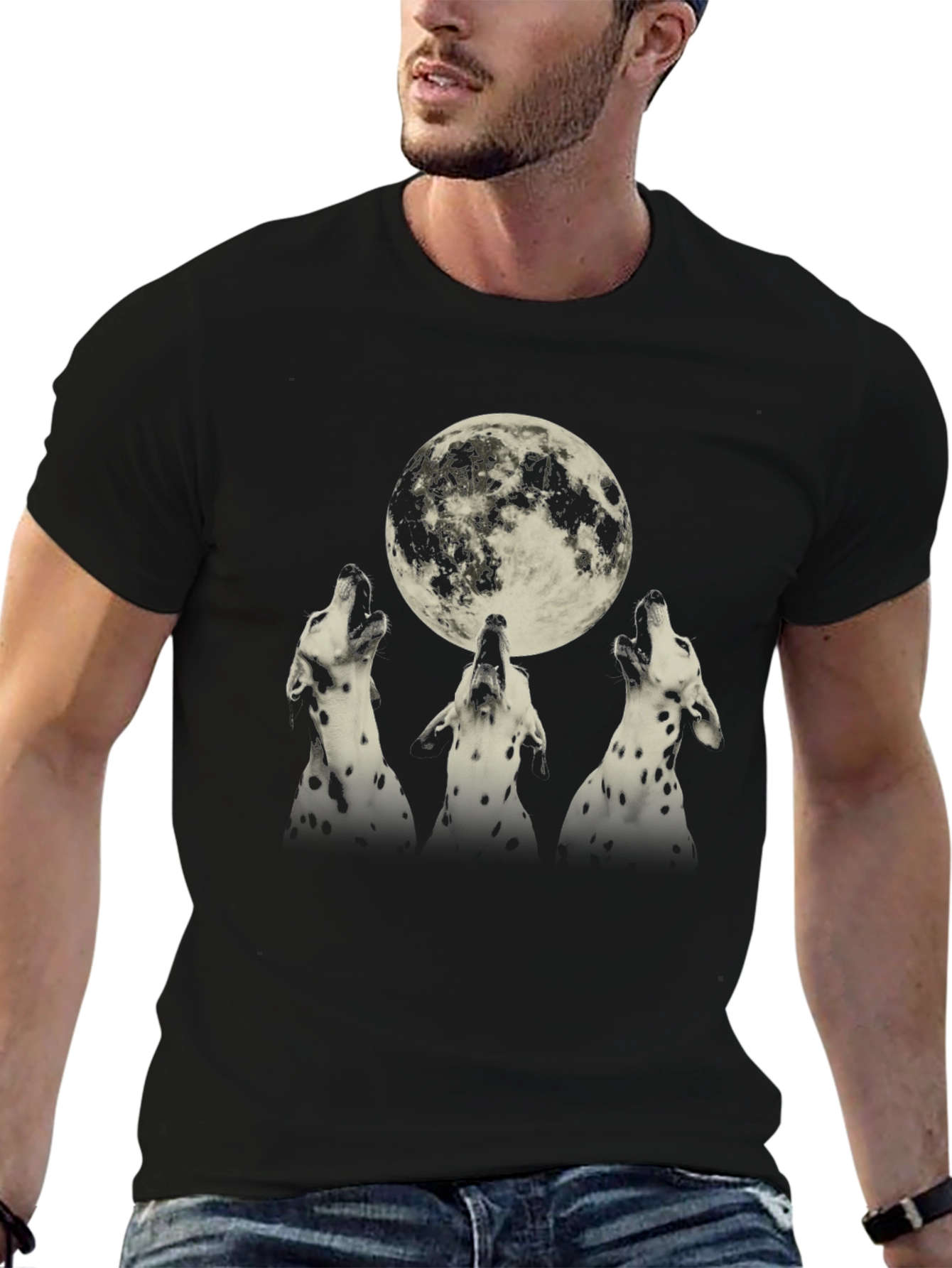 Dalmatian Howl at Moon Graphic Tee