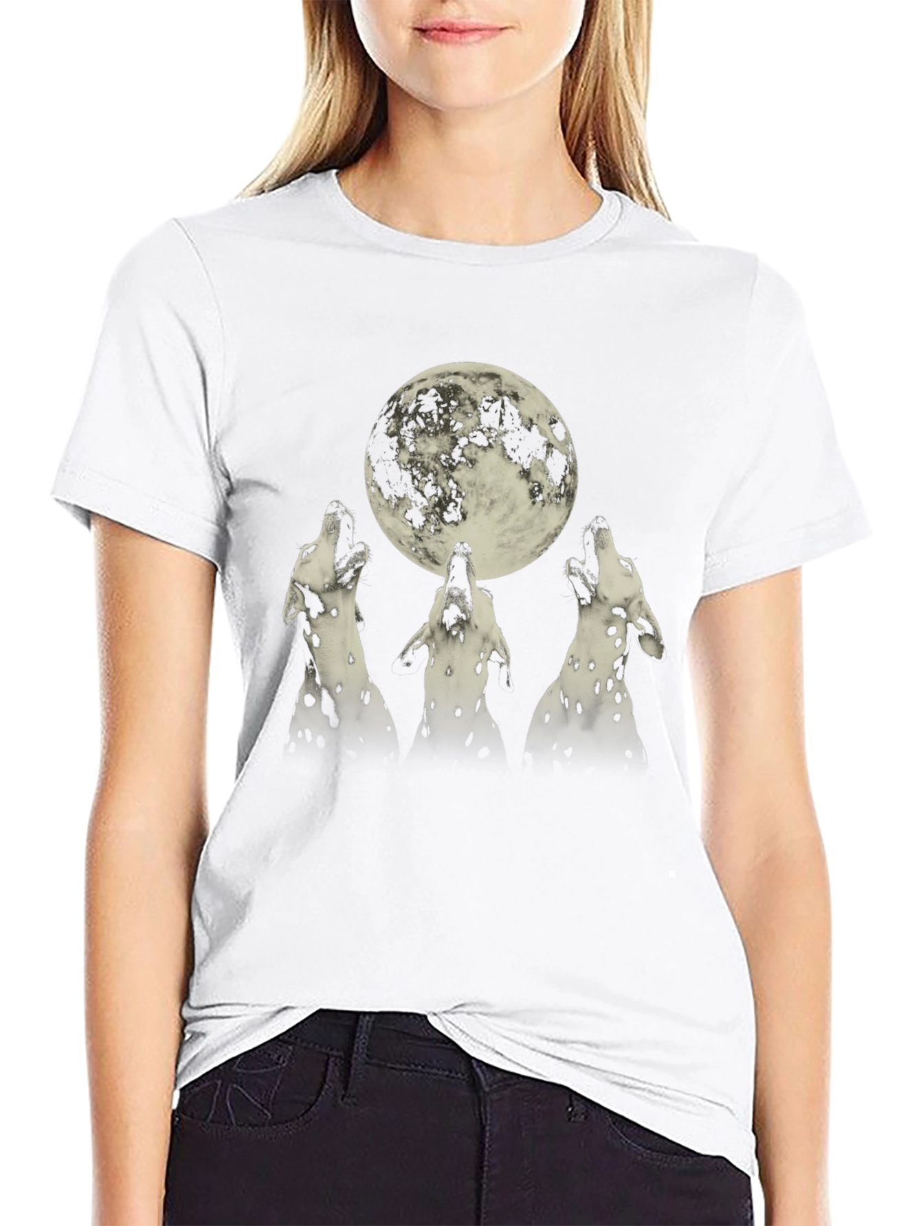 Dalmatian Howl at Moon Graphic Tee