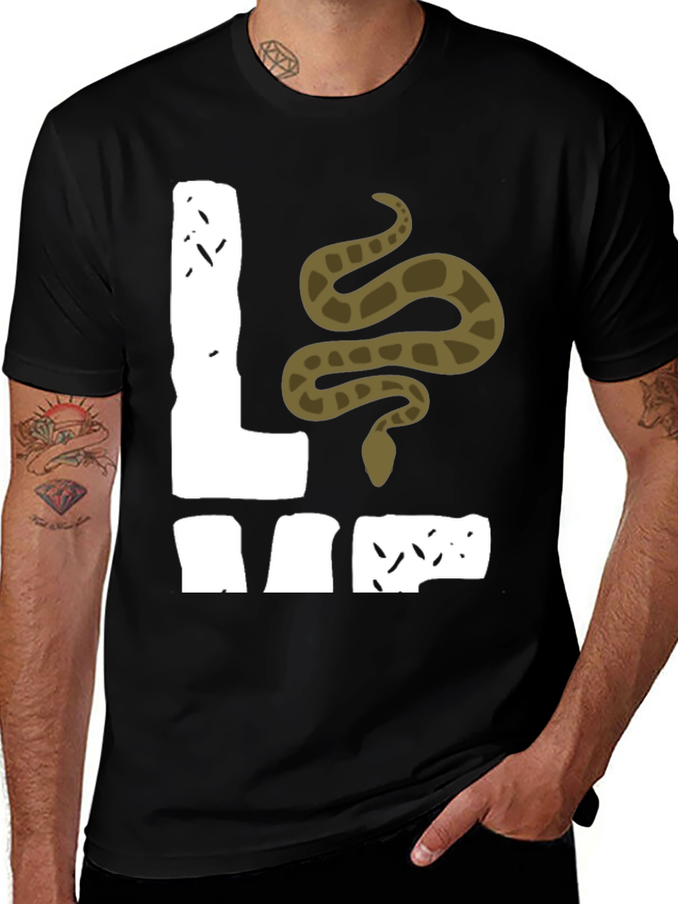 Snakes and Letters Black T-Shirt