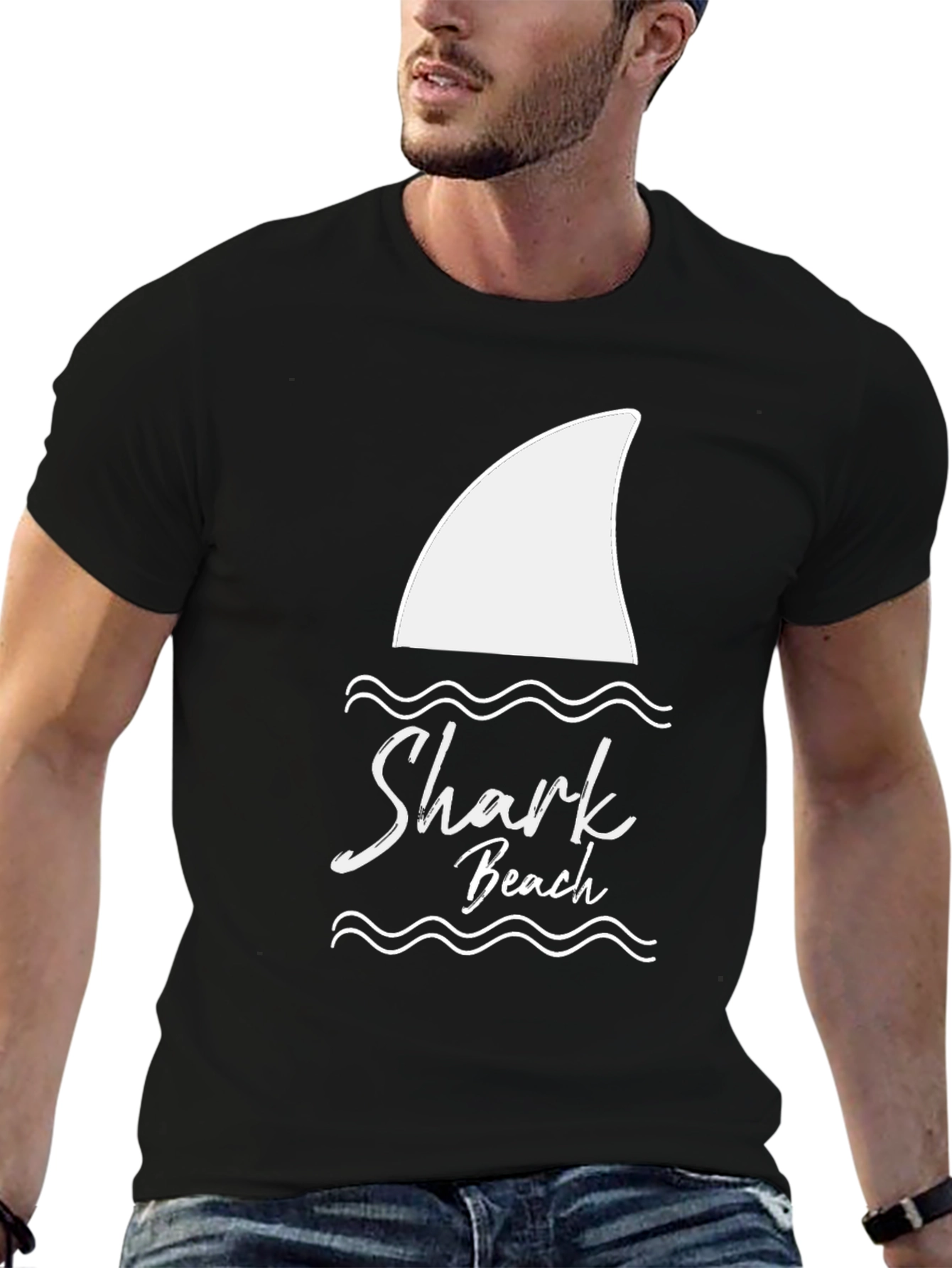 Shark Beach Graphic Tee - Black