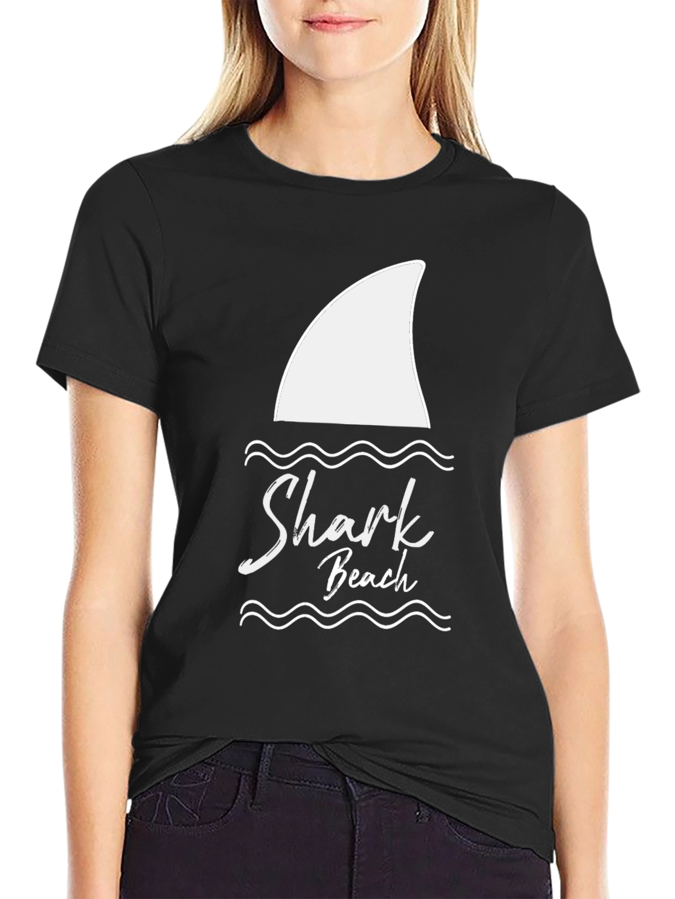 Shark Beach Graphic Tee - Black