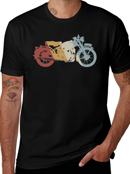 Retro Motorcycle Graphic Tee - Vintage Style Black T-Shirt