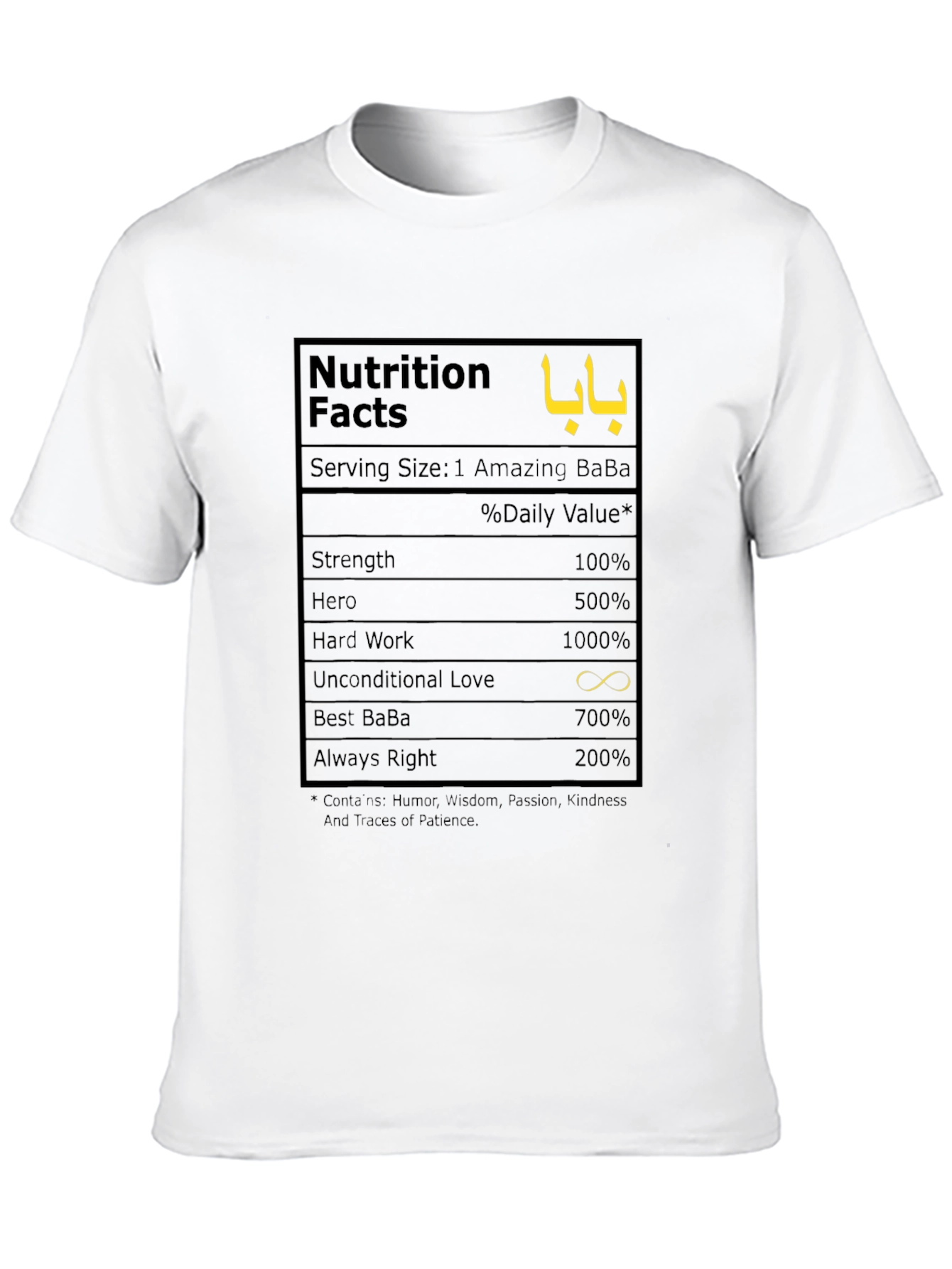 Amazing Baba Nutrition Facts T-Shirt