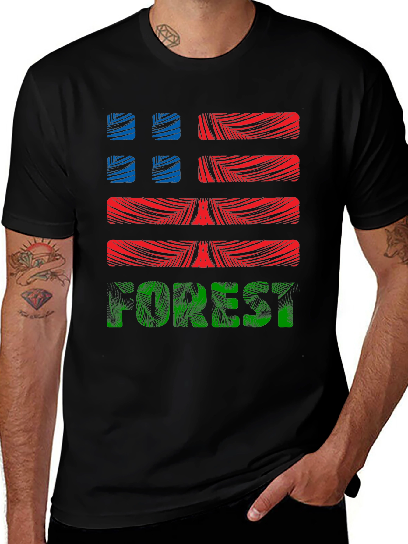 Forest Graphic Print Mens Black T-Shirt