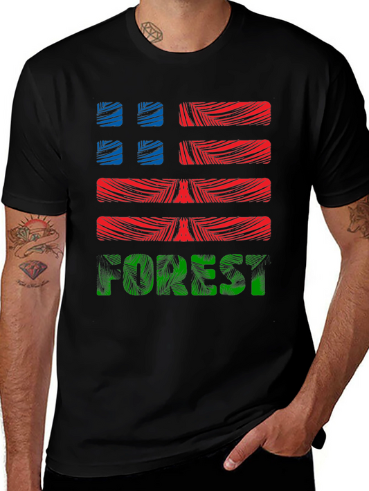 Forest Graphic Print Mens Black T-Shirt