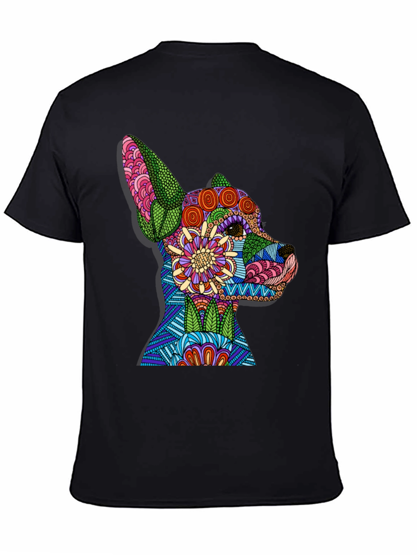 Dog Mandala Art Black T-Shirt