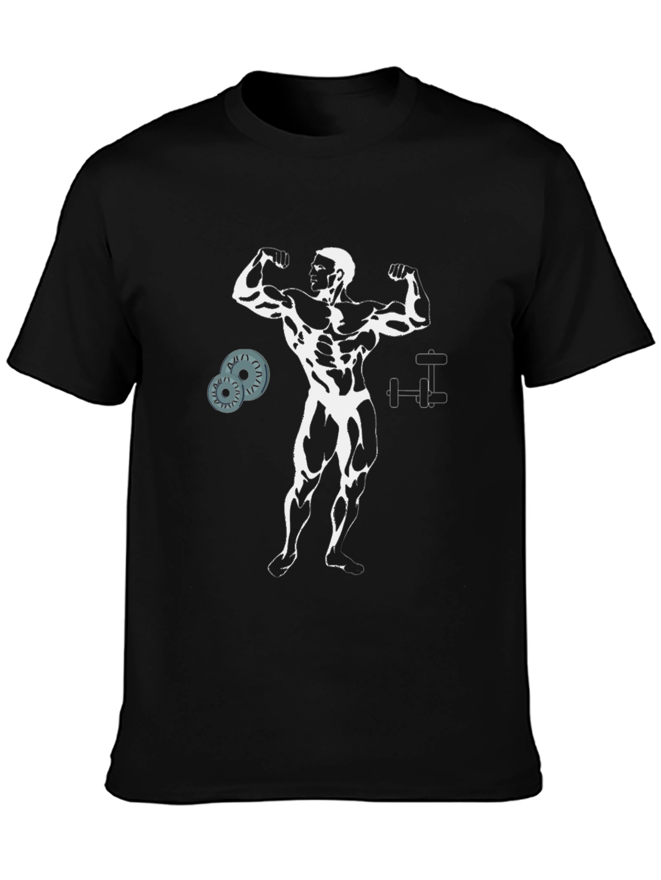 Muscle Man Graphic Tee - Black Cotton Gym Shirt
