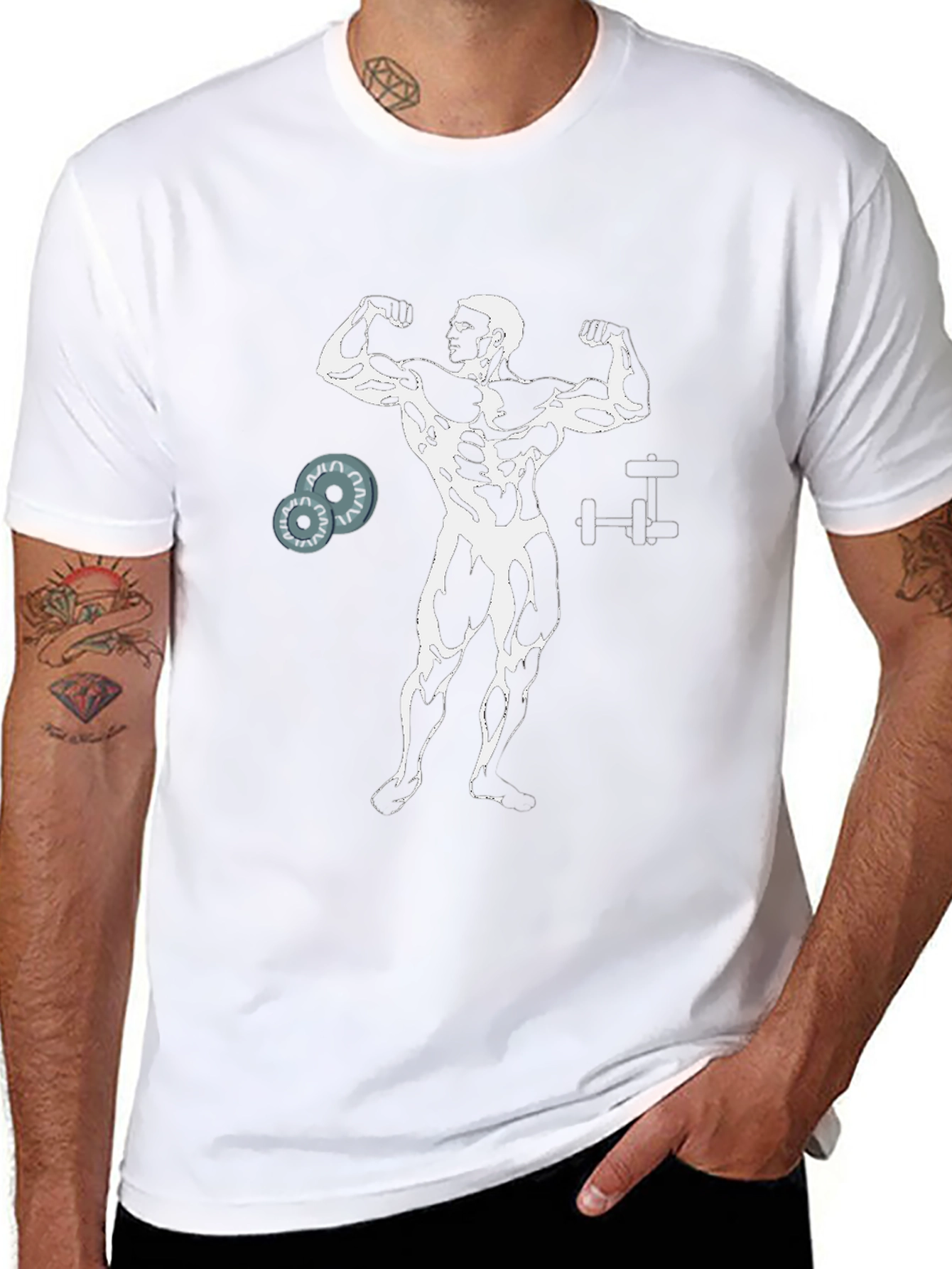 Muscle Man Graphic Tee - Black Cotton Gym Shirt
