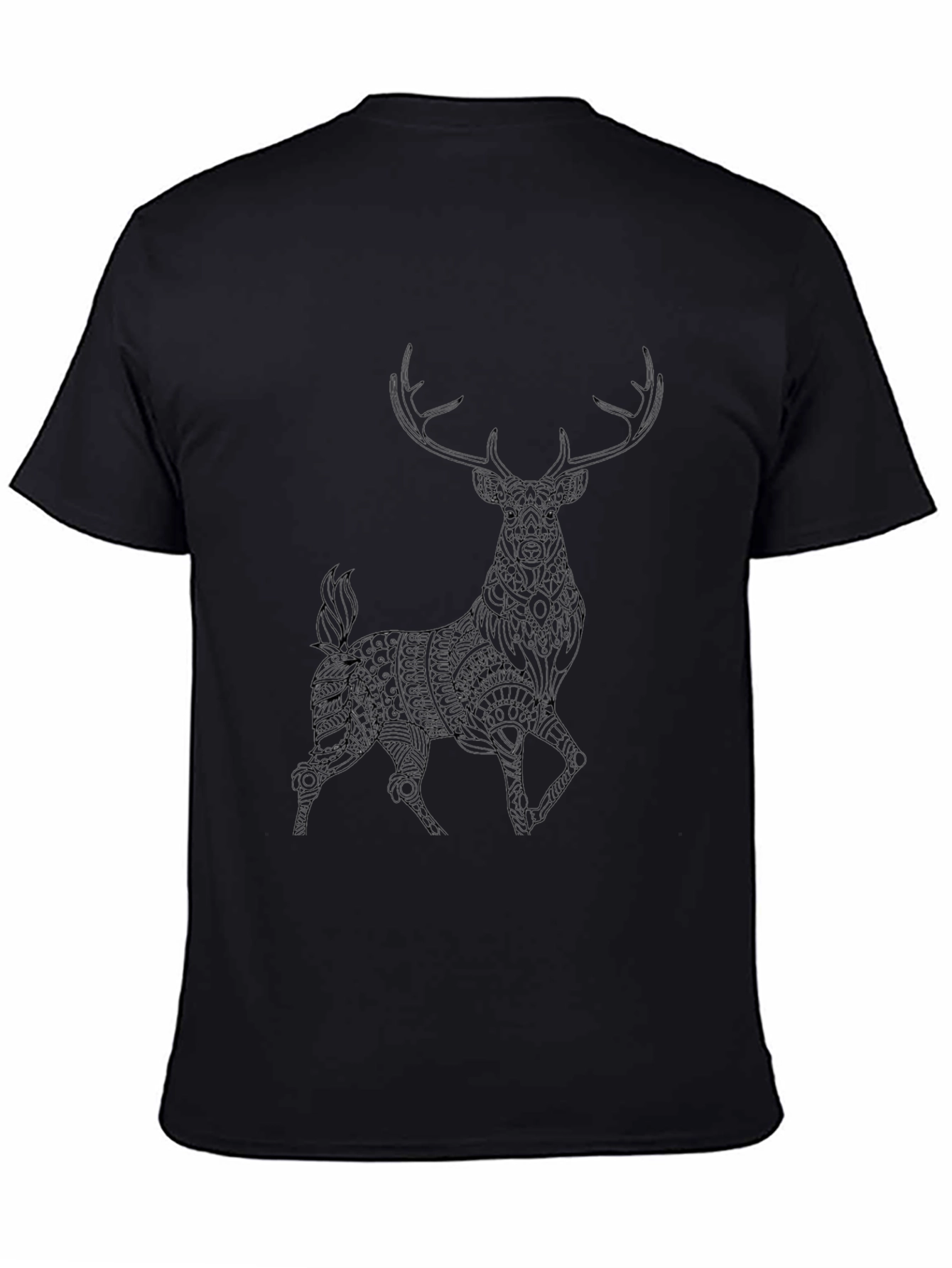 Deer Graphic Print T-Shirt - Mens Black Tee