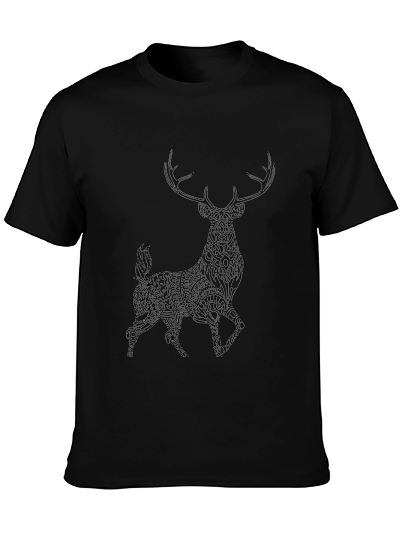 Deer Graphic Print T-Shirt - Mens Black Tee