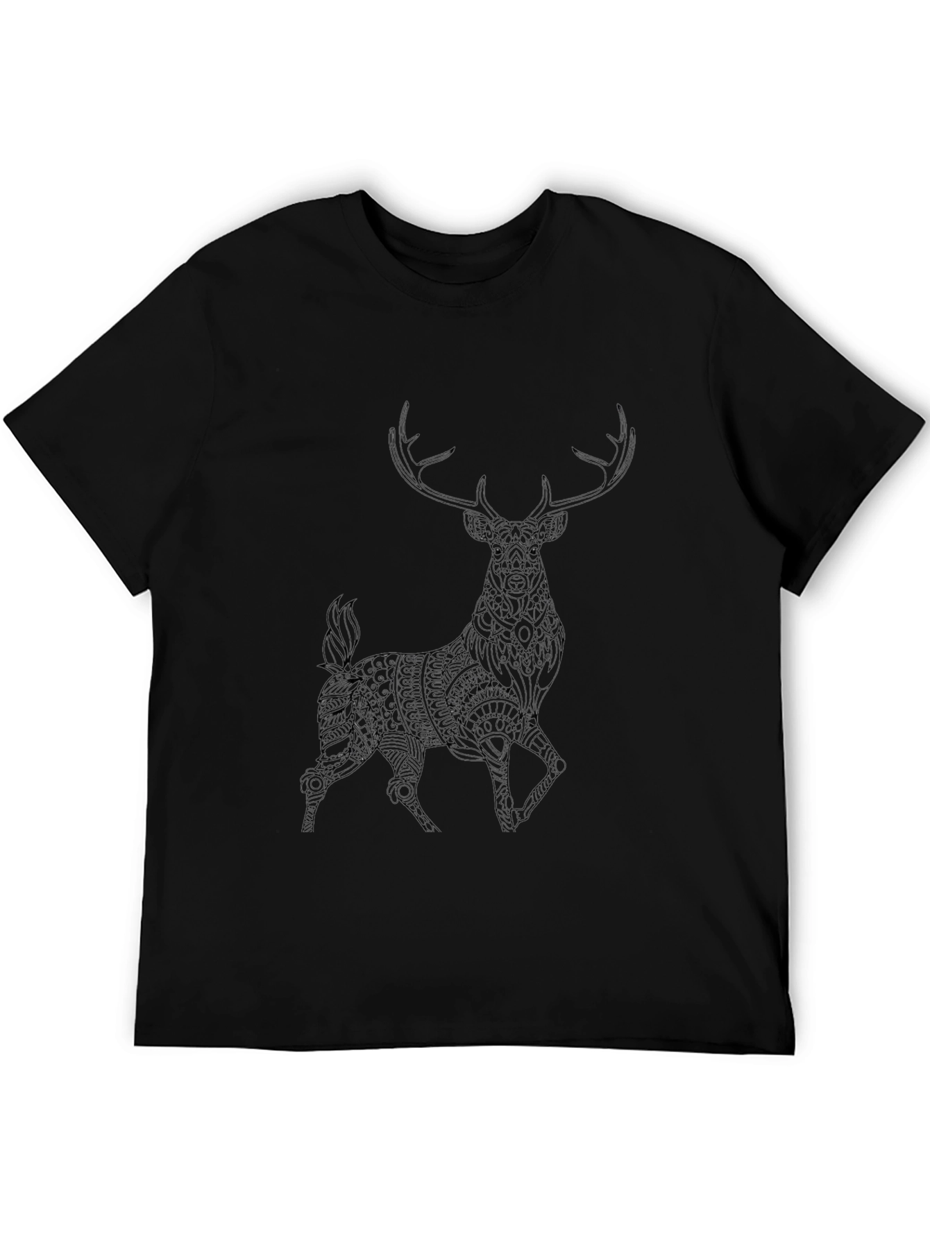 Deer Graphic Print T-Shirt - Mens Black Tee
