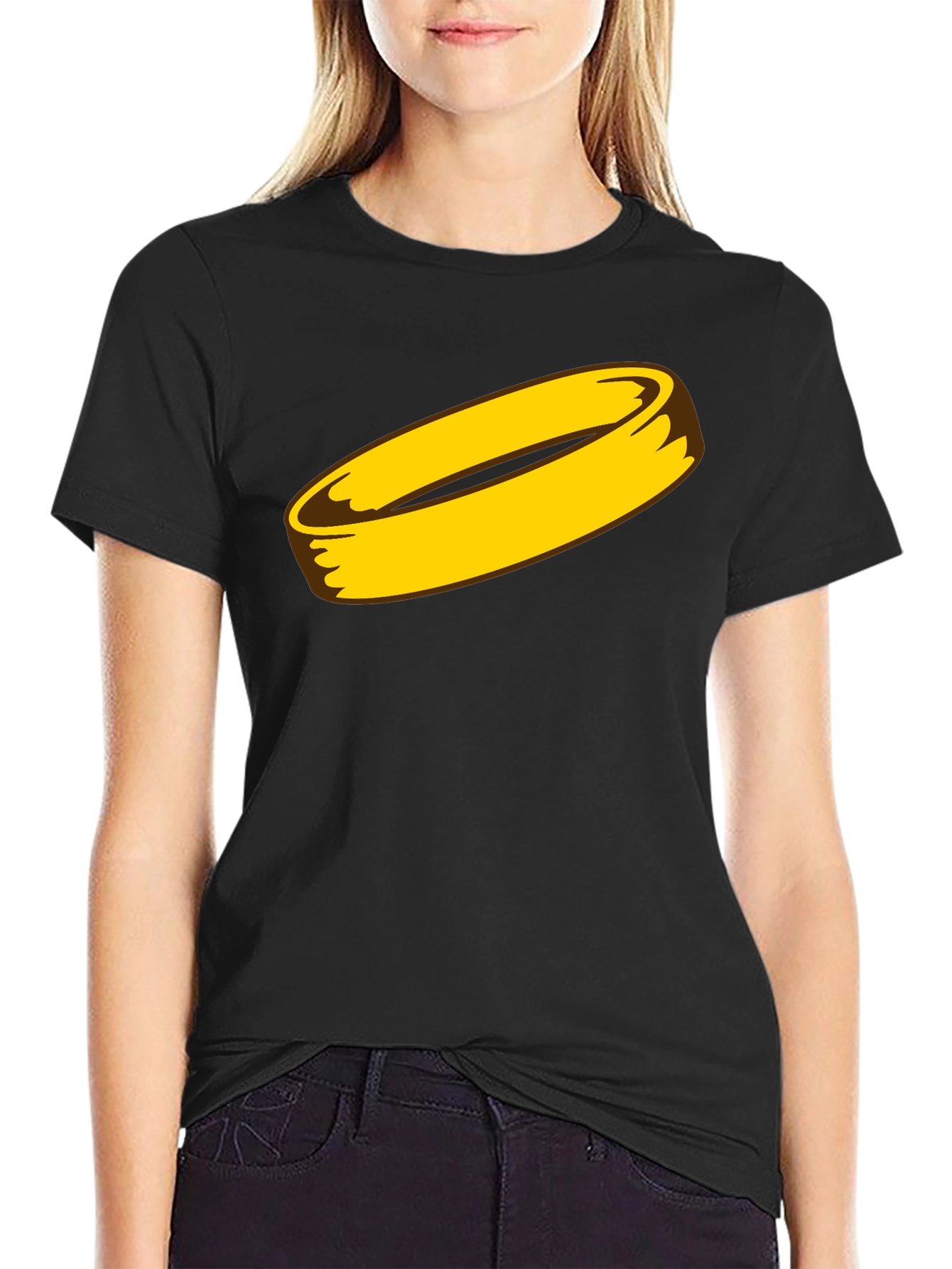 Golden Ring Graphic Black T-Shirt