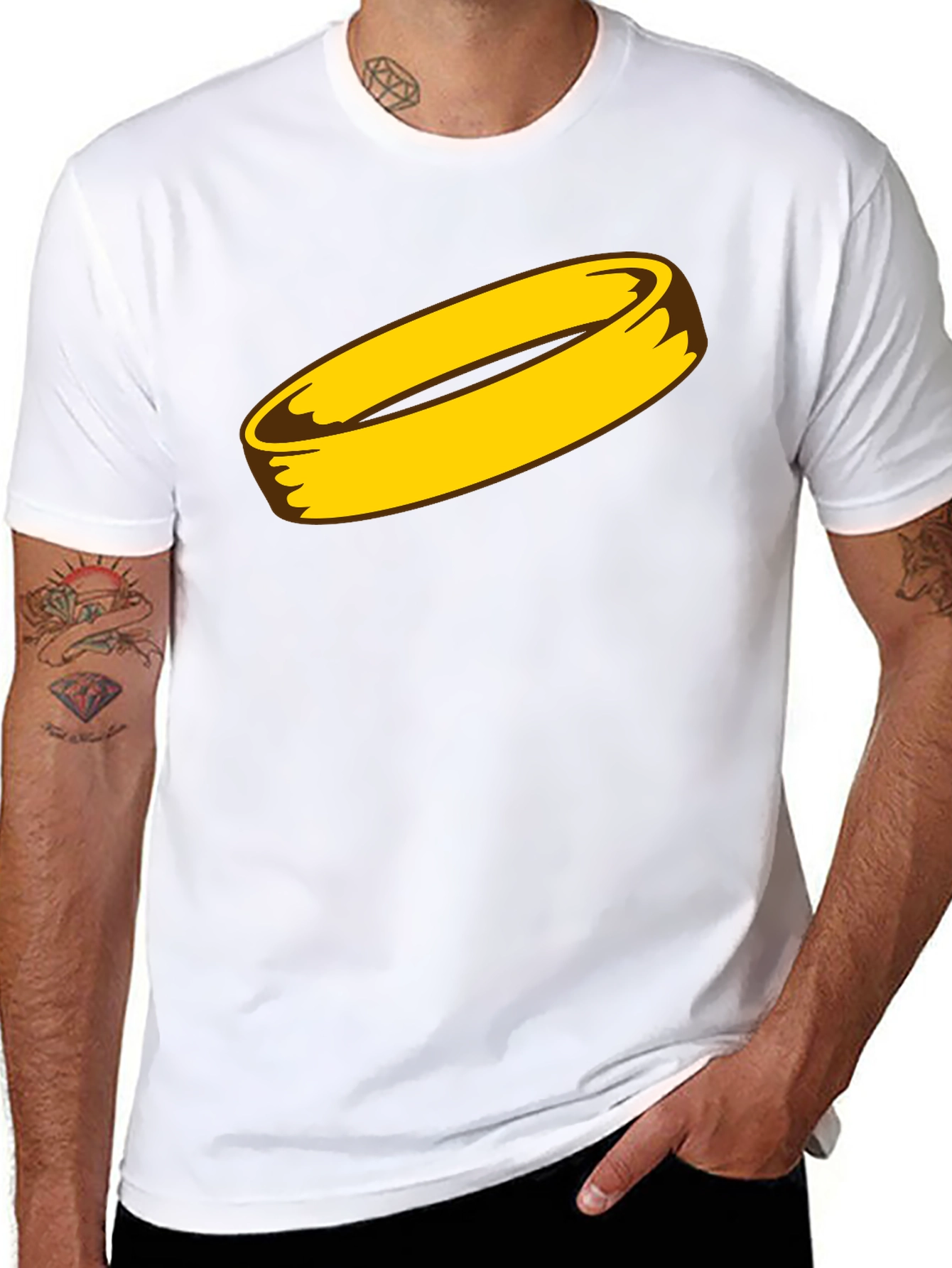 Golden Ring Graphic Black T-Shirt