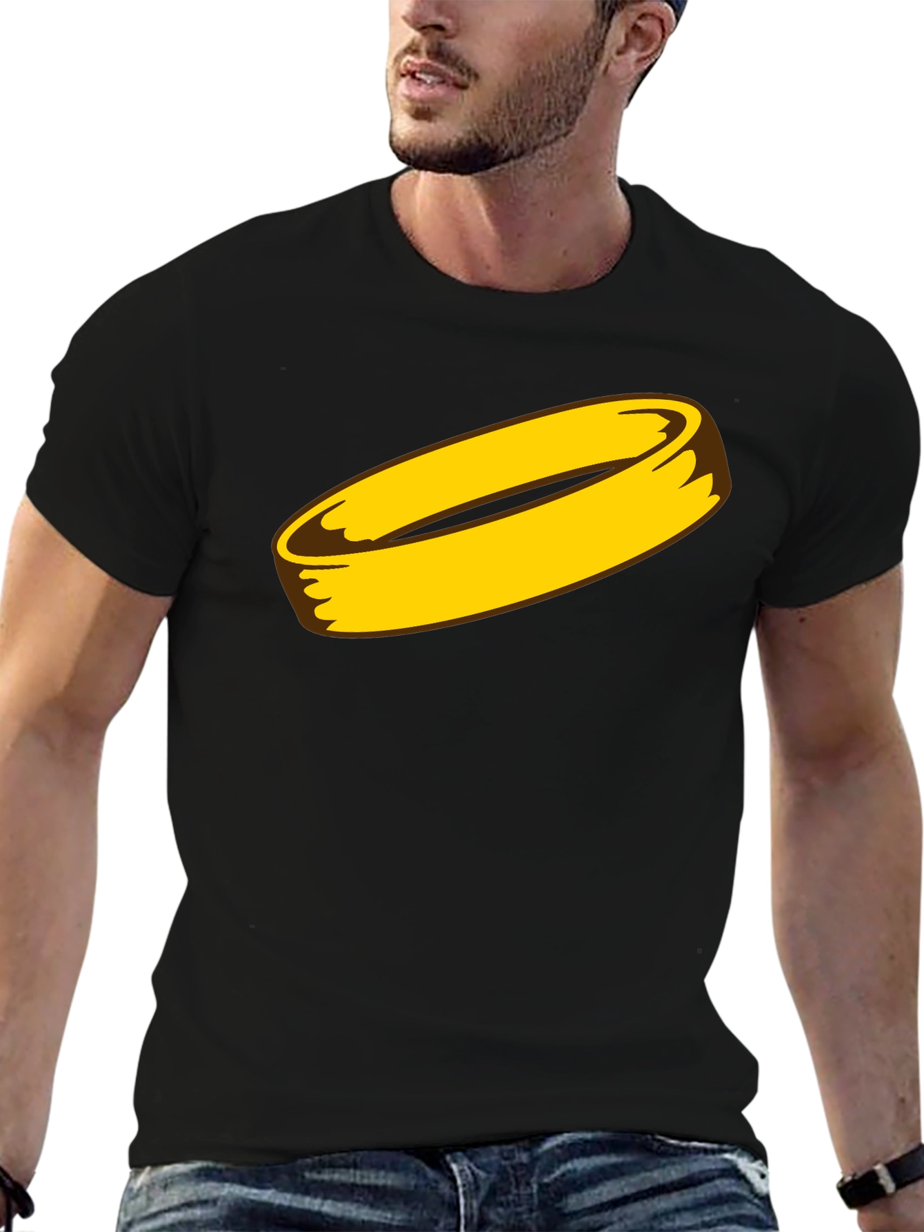Golden Ring Graphic Black T-Shirt