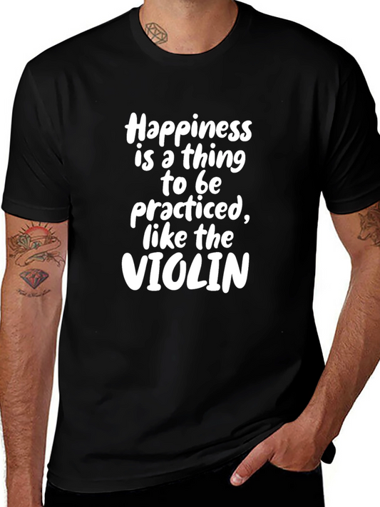 Happiness Violin Black Cotton Graphic Tee