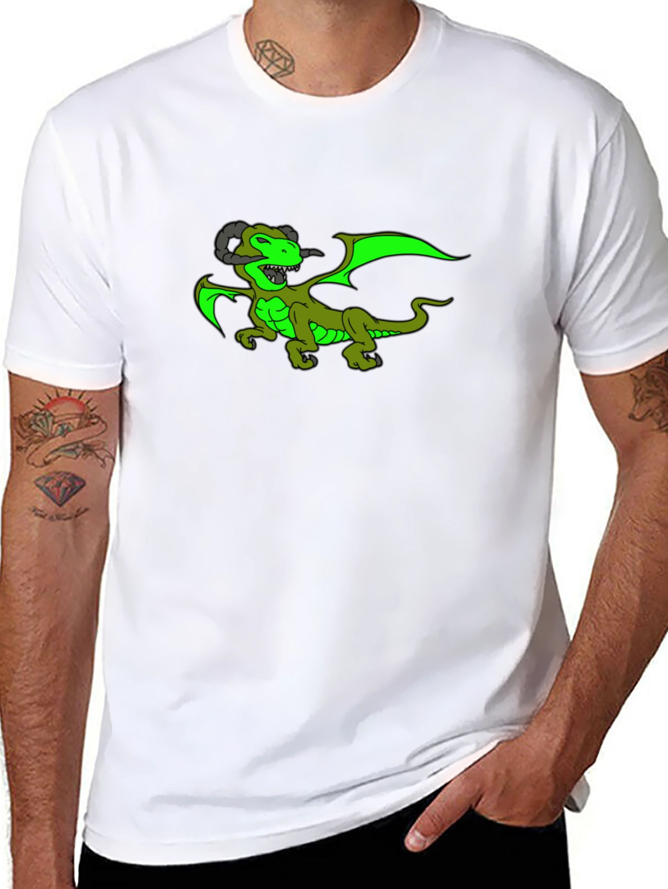 Dragon Graphic Tee - Black Cotton T-Shirt