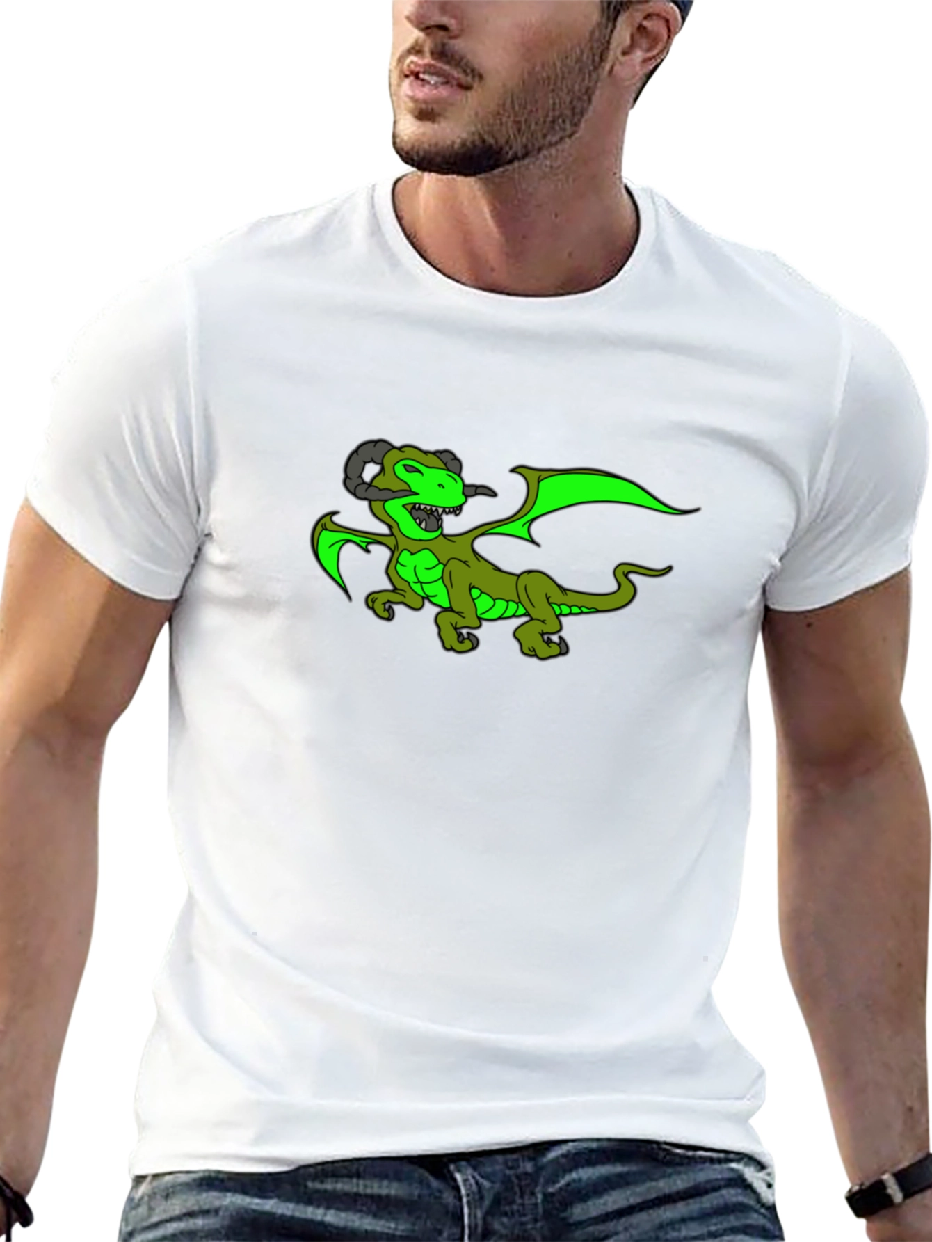 Dragon Graphic Tee - Black Cotton T-Shirt