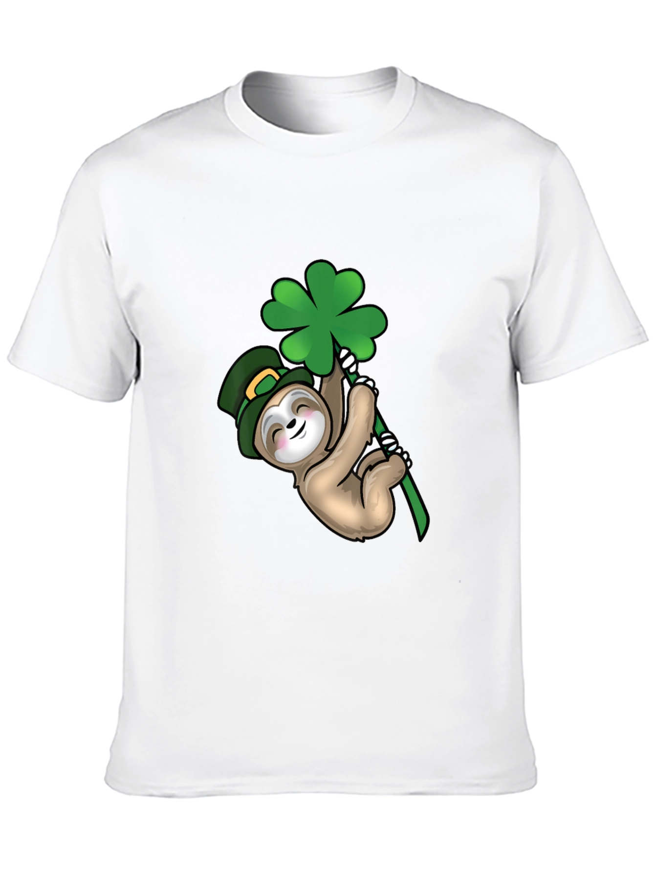St. Patricks Day Sloth Black T-Shirt