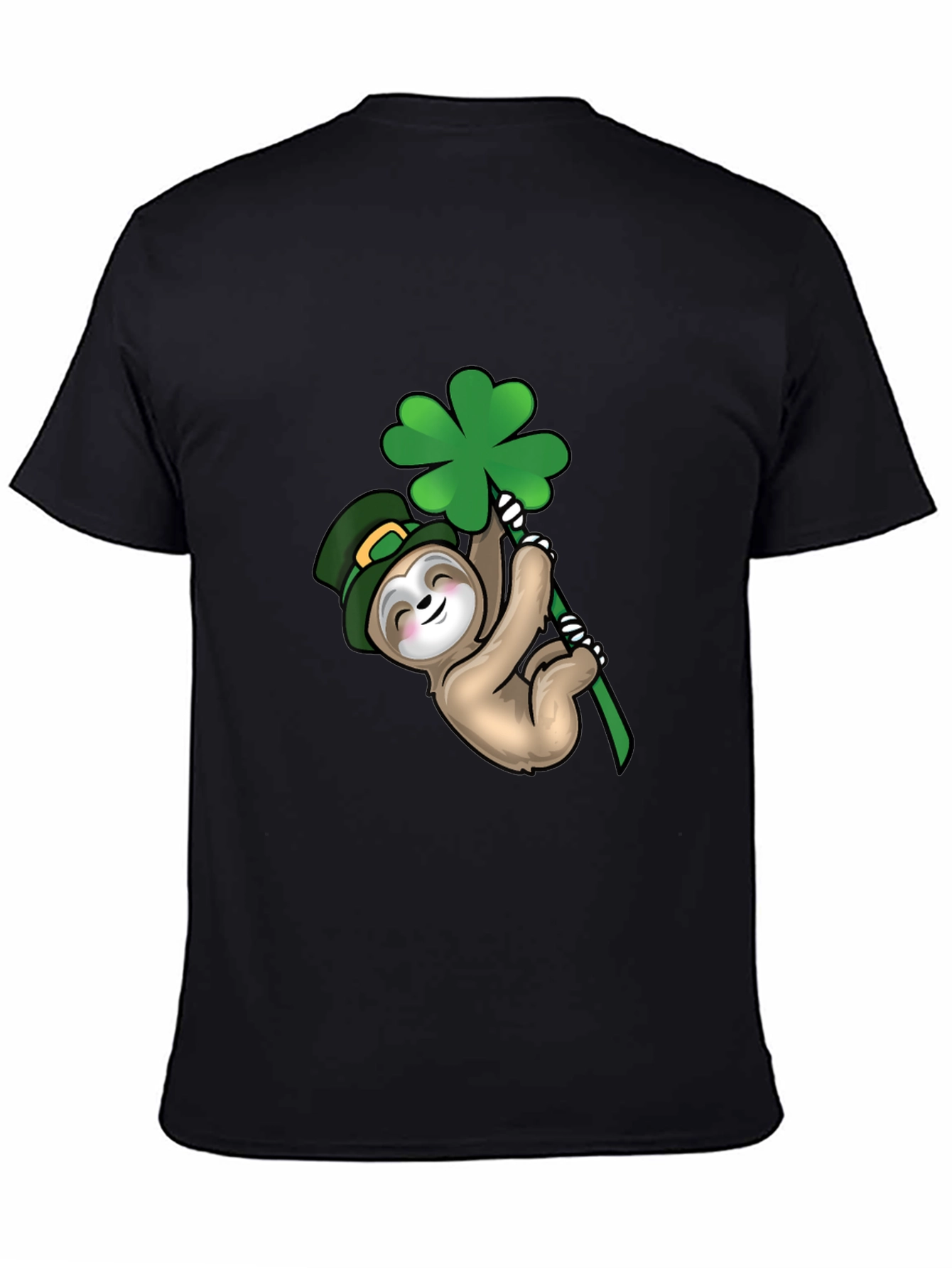 St. Patricks Day Sloth Black T-Shirt