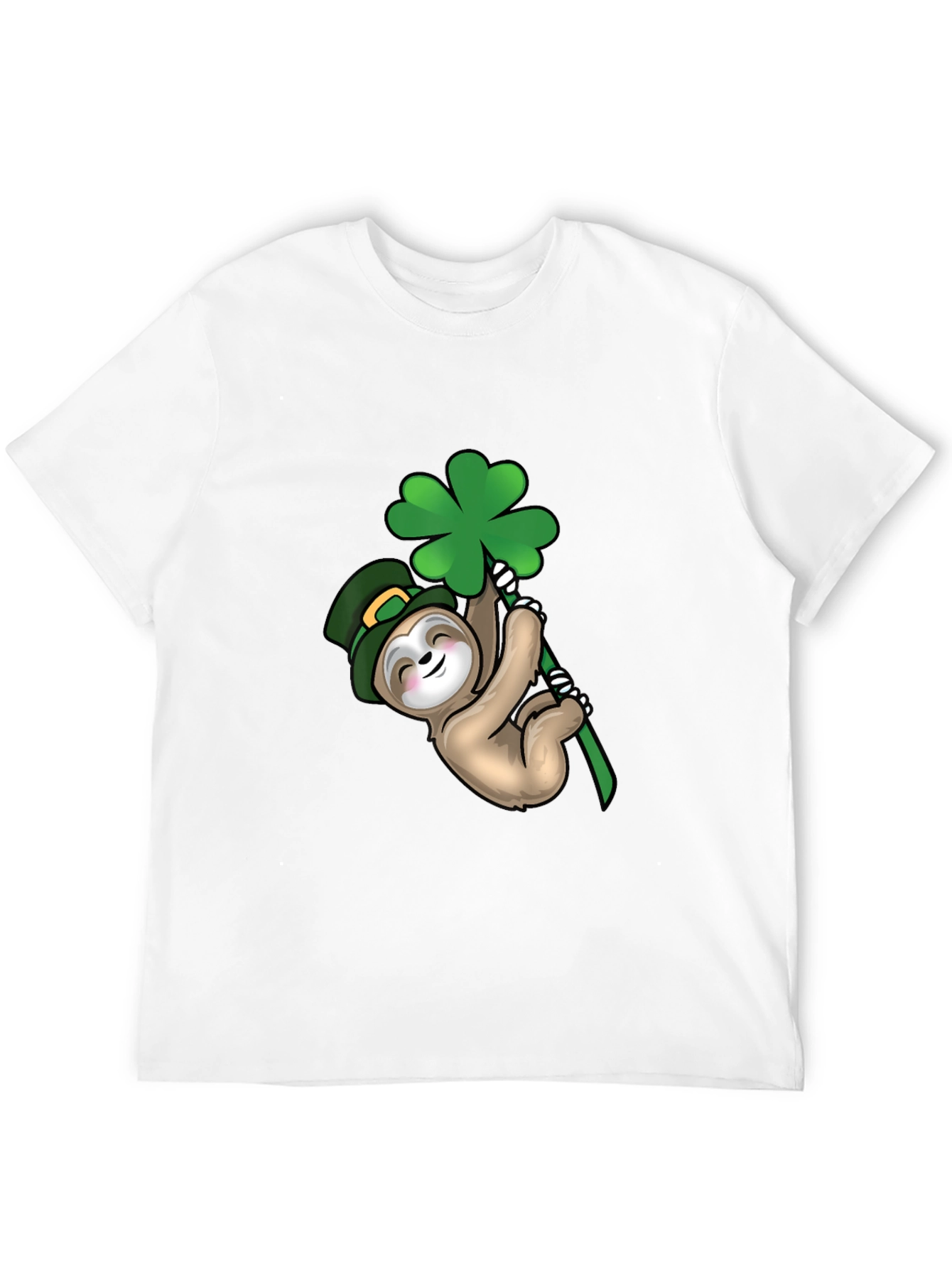 St. Patricks Day Sloth Black T-Shirt