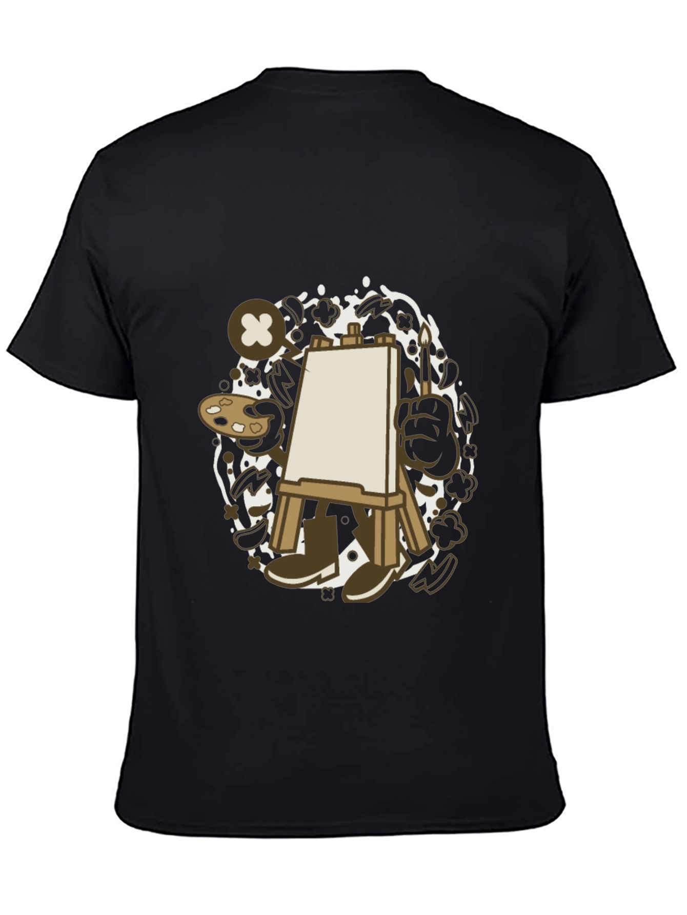 Artist Cartoon Easel Black T-Shirt