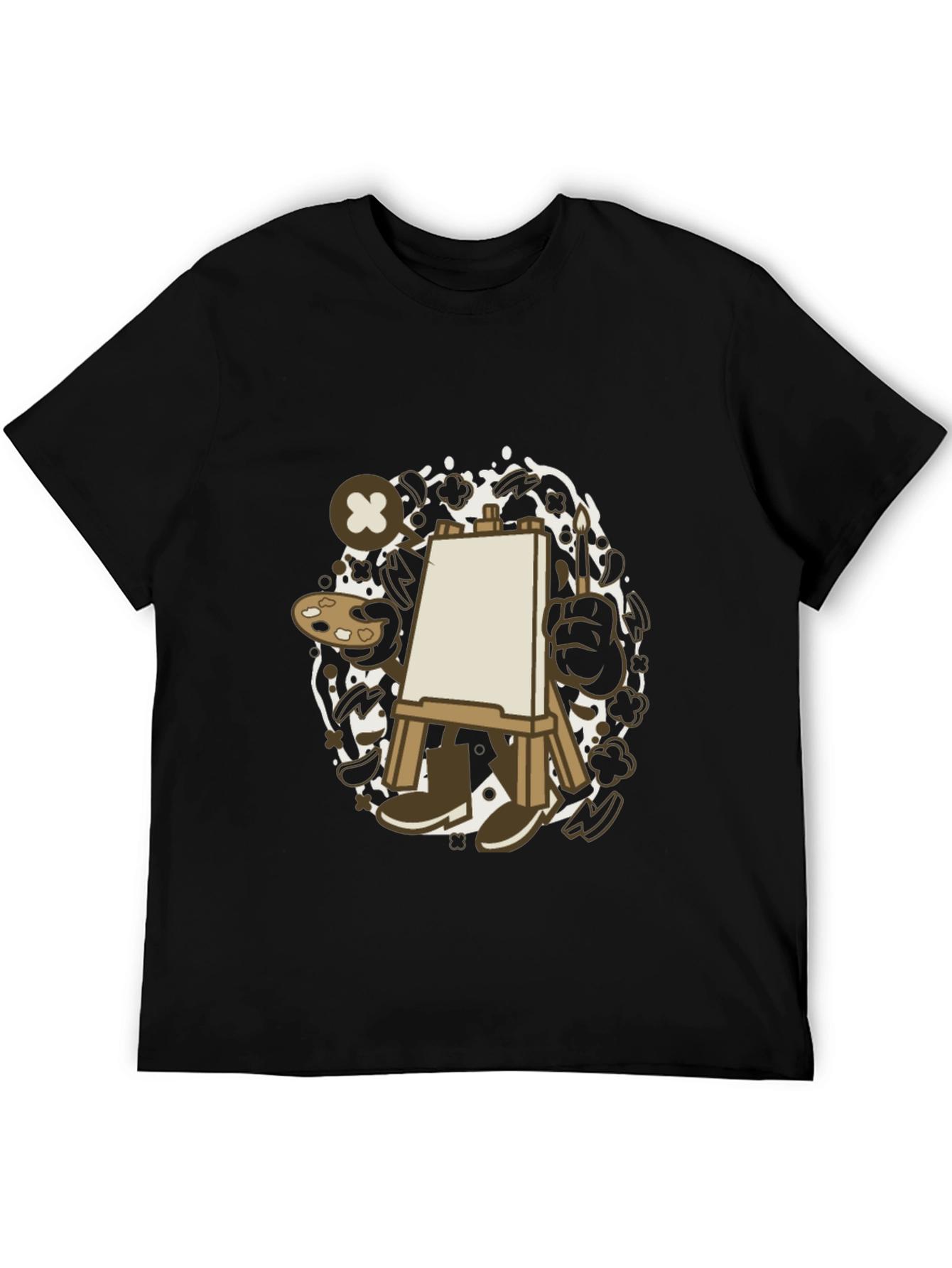 Artist Cartoon Easel Black T-Shirt