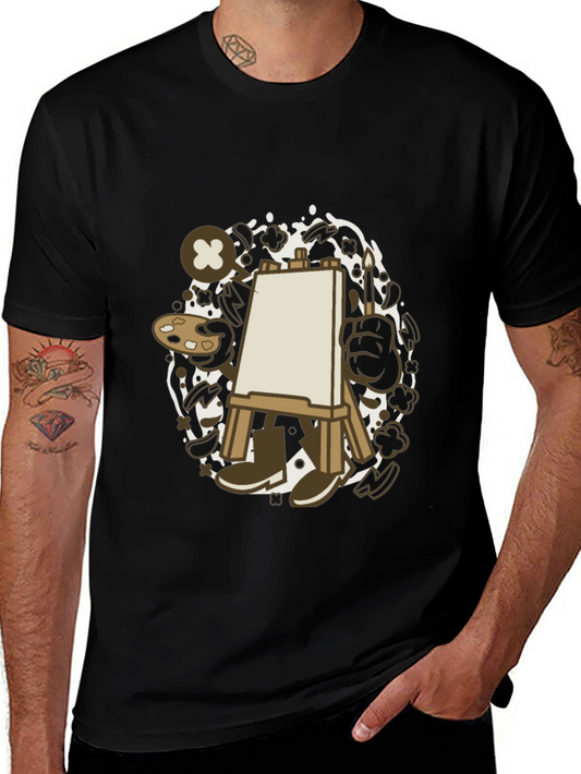 Artist Cartoon Easel Black T-Shirt