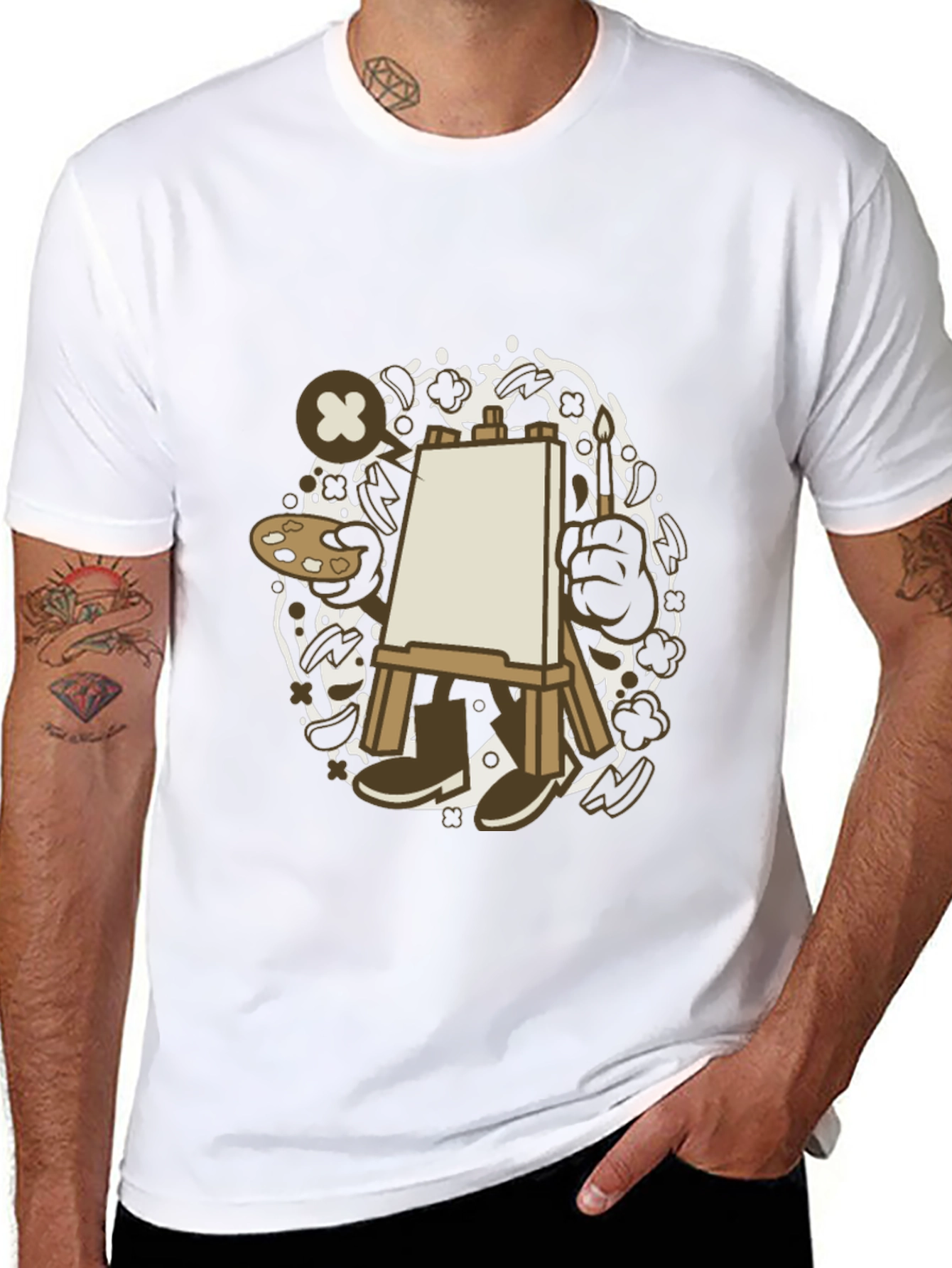 Artist Cartoon Easel Black T-Shirt