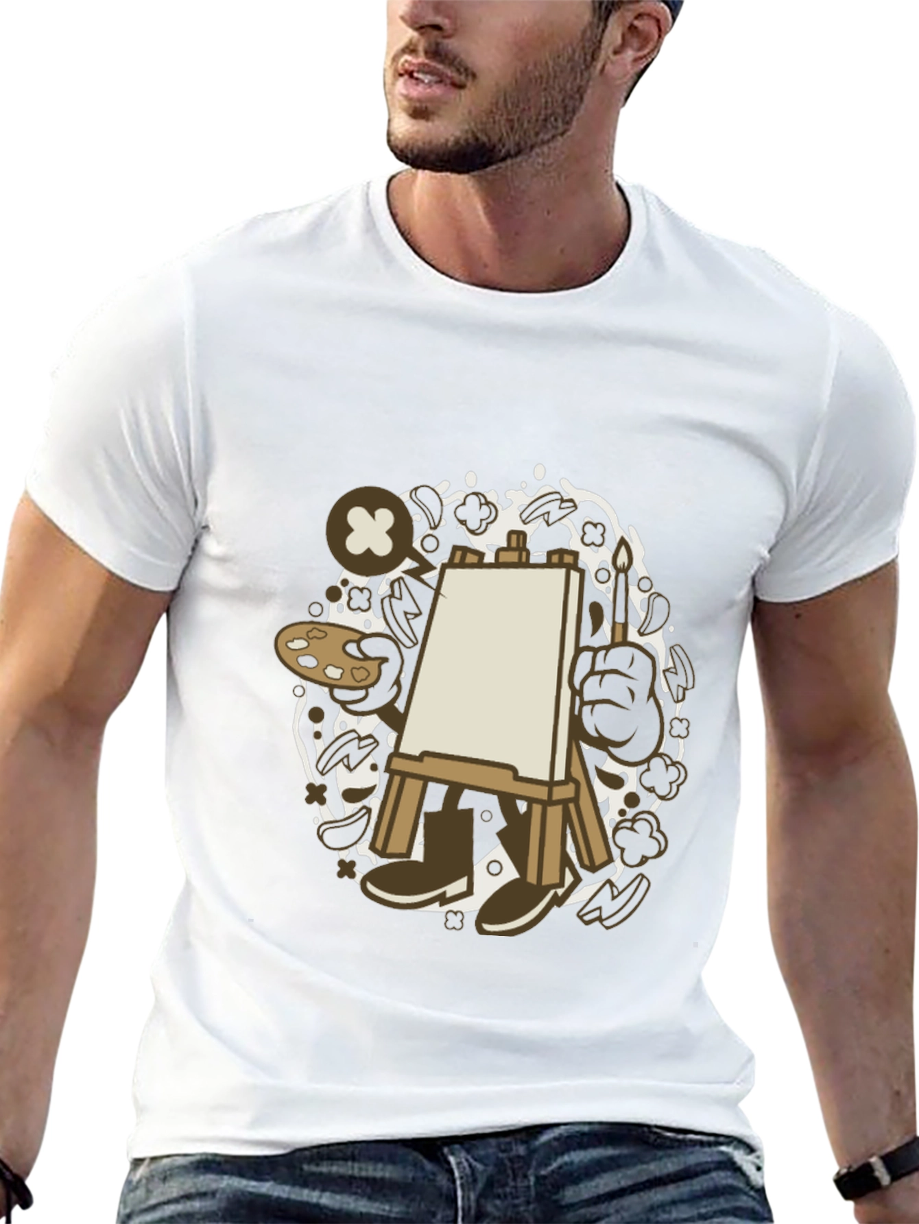 Artist Cartoon Easel Black T-Shirt