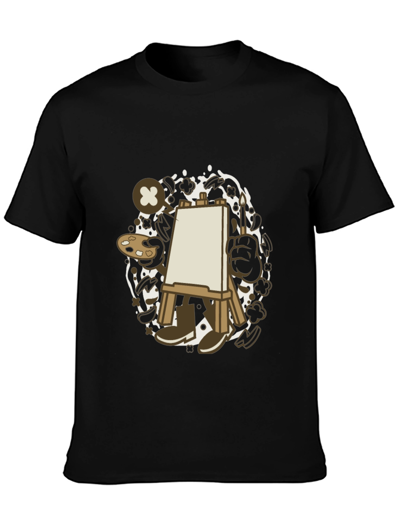 Artist Cartoon Easel Black T-Shirt